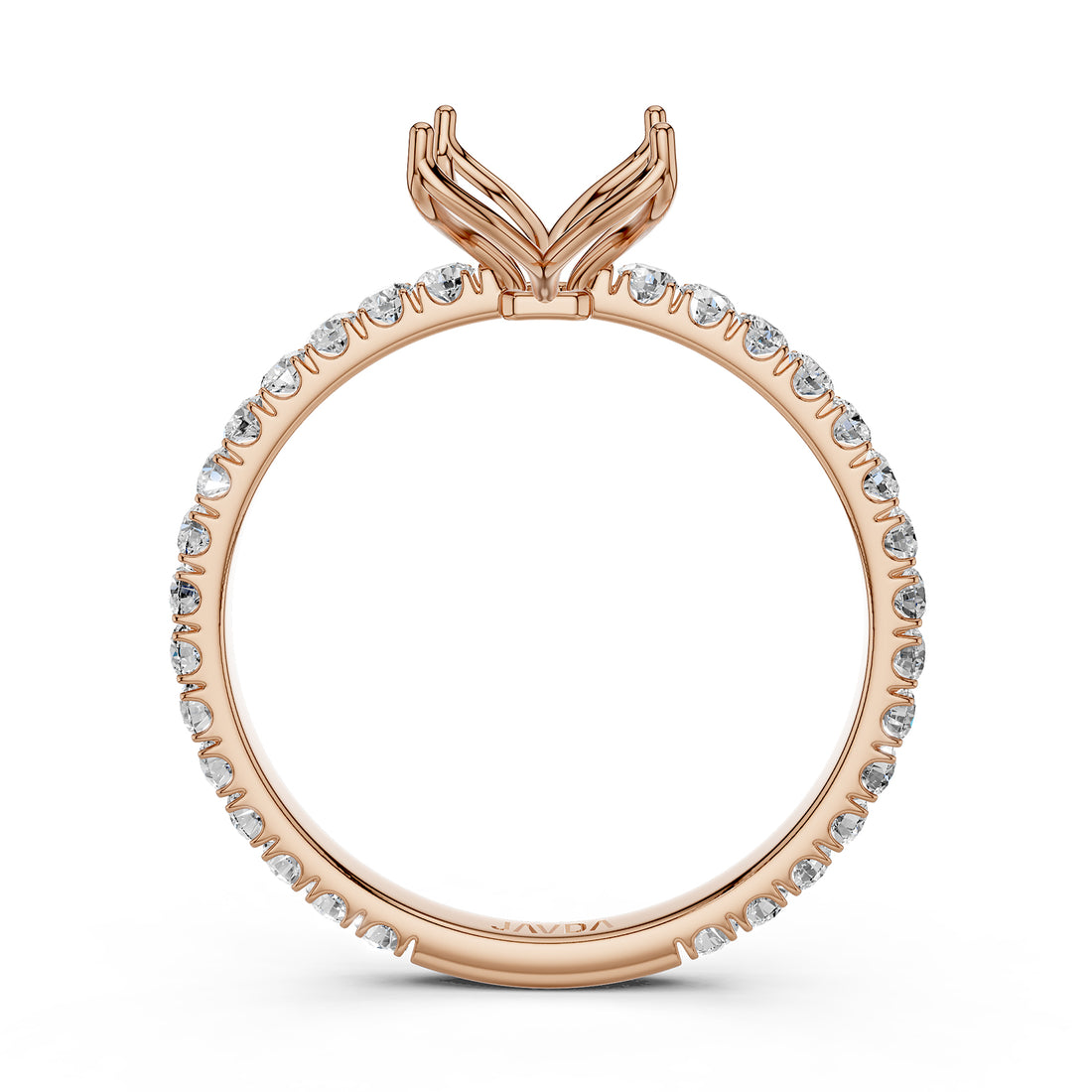 French Pave Set Lab Grown Diamond Semi Mount Engagement Ring 0.50 Ct.