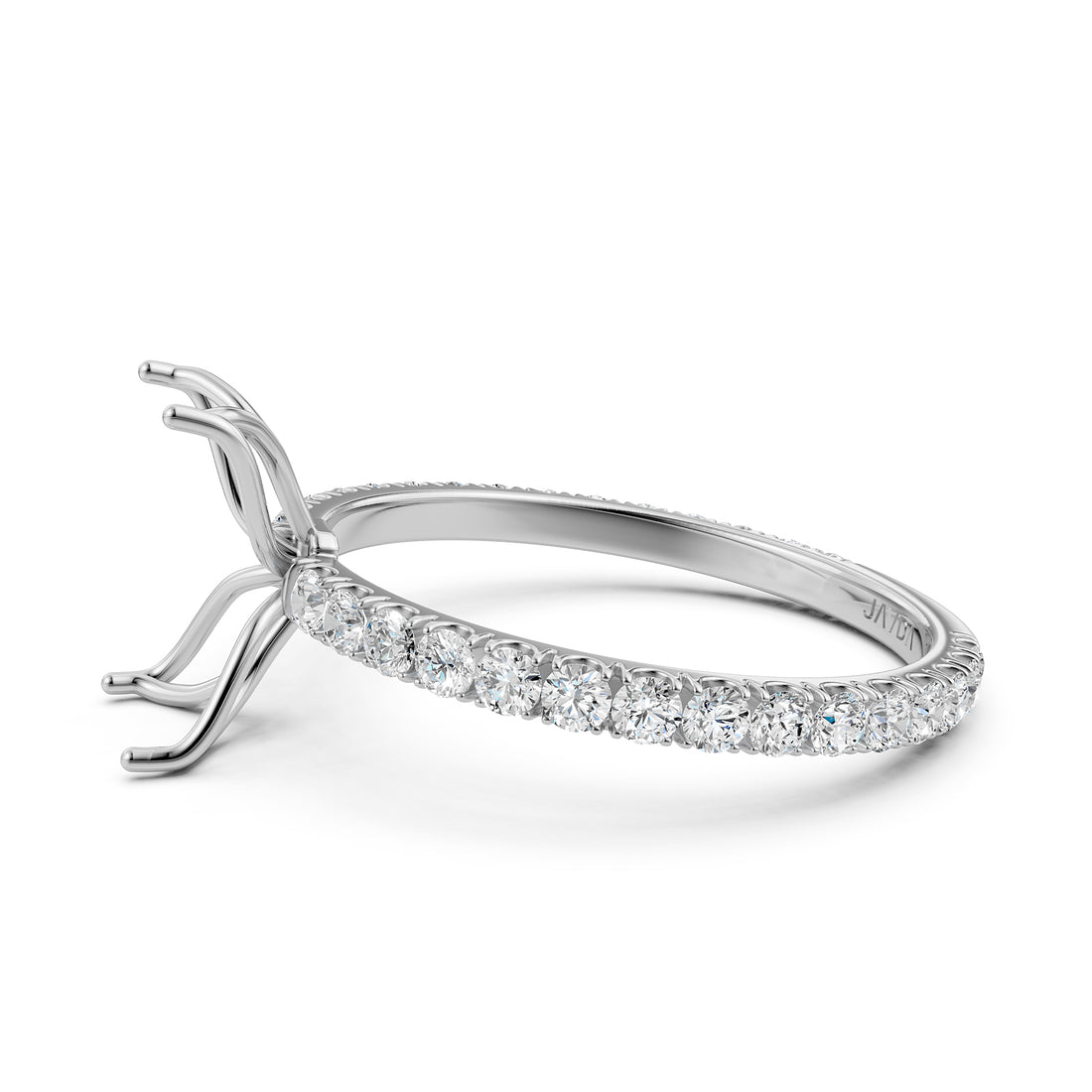 French Pave Set Lab Grown Diamond Semi Mount Engagement Ring 0.50 Ct.