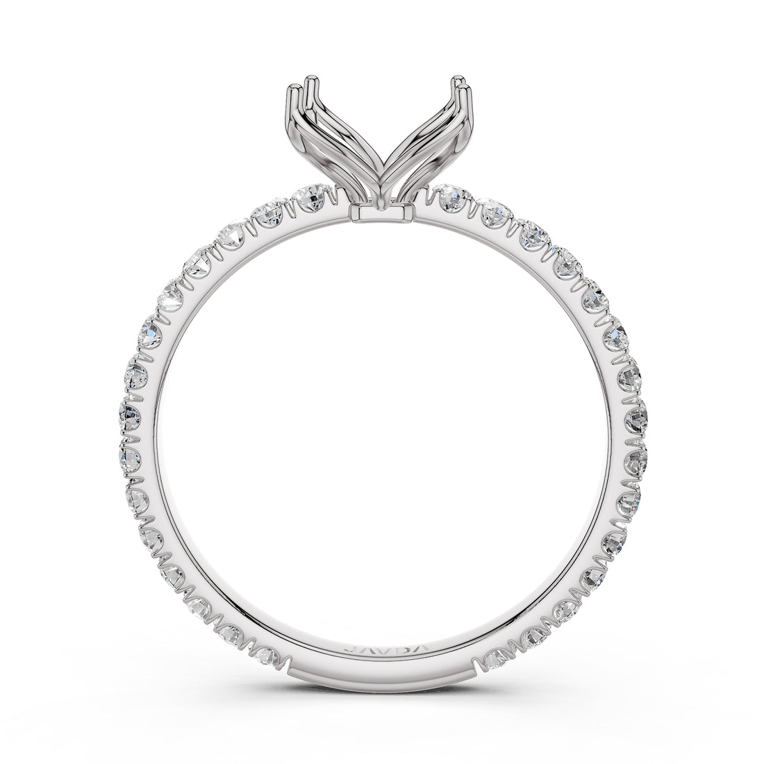 French Pave Set Lab Grown Diamond Semi Mount Engagement Ring 0.50 Ct.