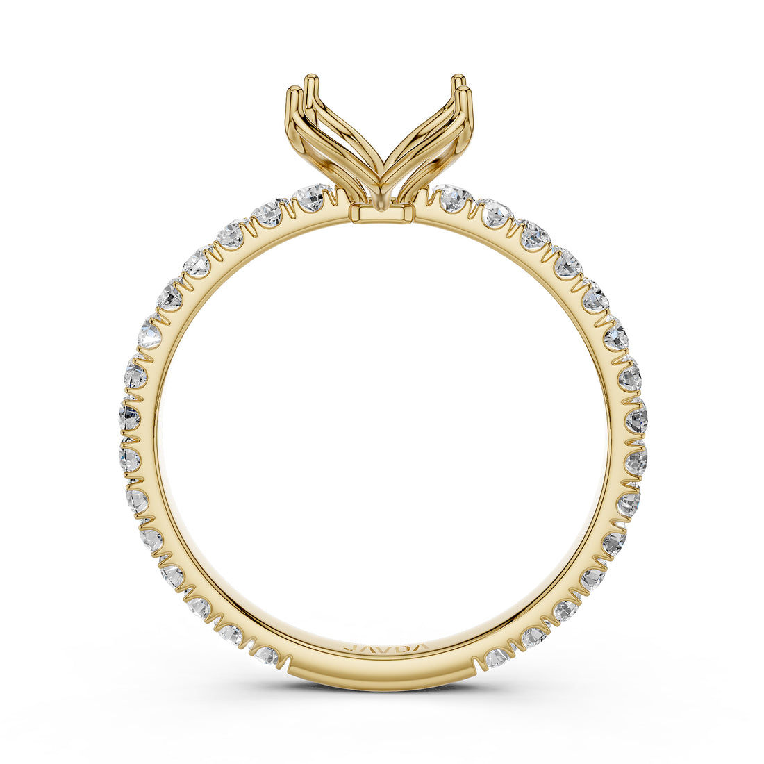 French Pave Set Lab Grown Diamond Semi Mount Engagement Ring 0.50 Ct.
