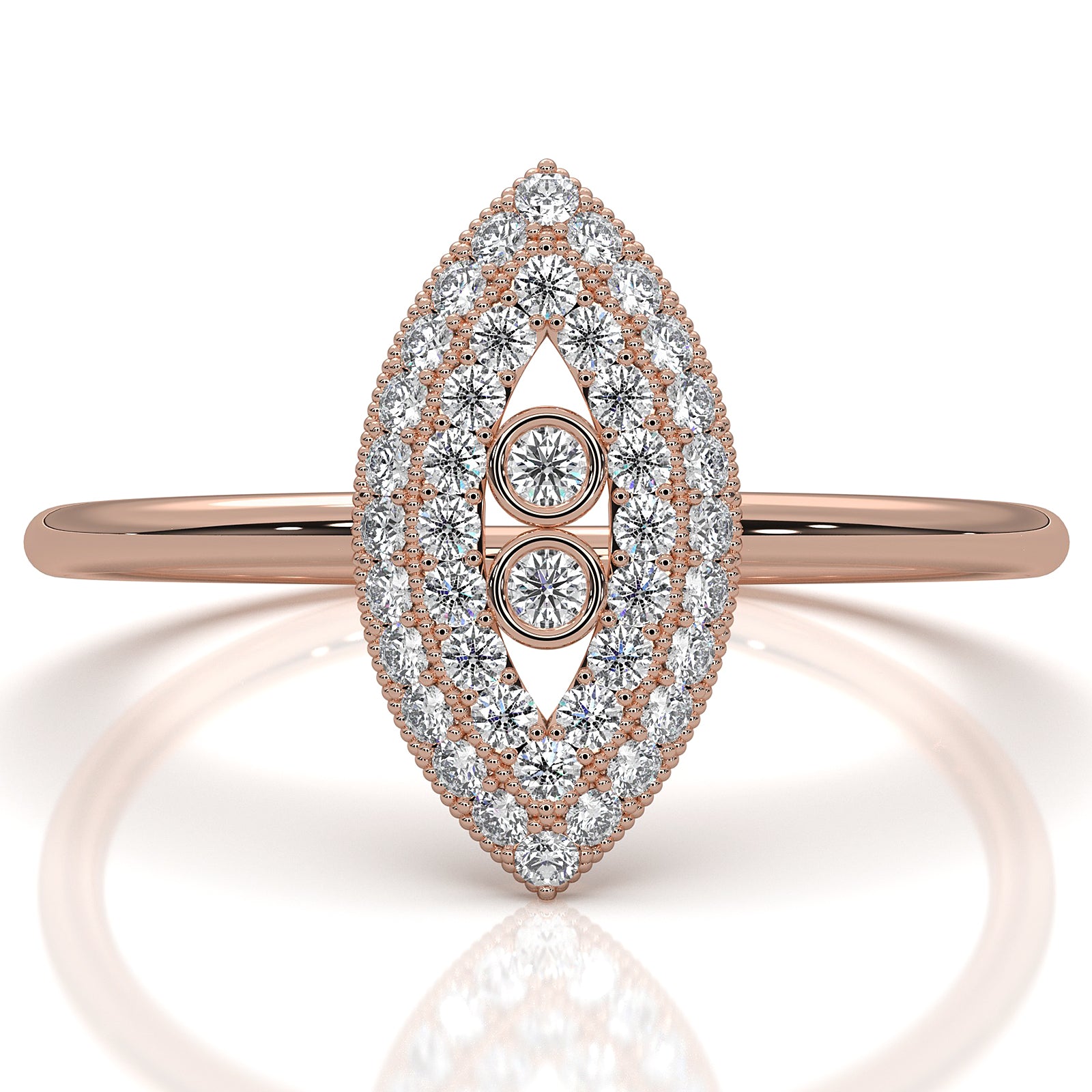 Light Weight Marquise Double Halo Lab Diamond Engagement Ring 0.24ctw.