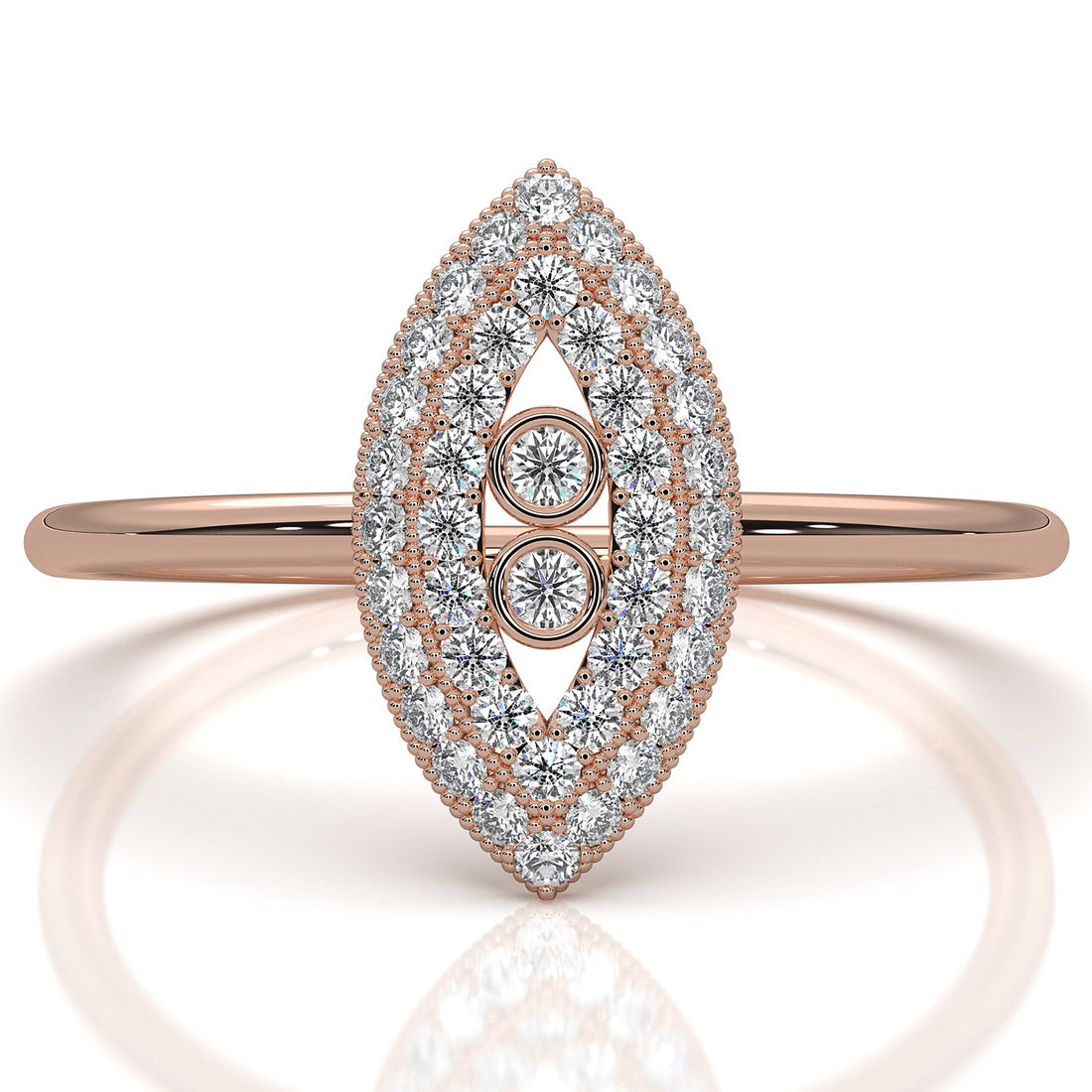 Light Weight Marquise Double Halo Lab Diamond Engagement Ring 0.24ctw.