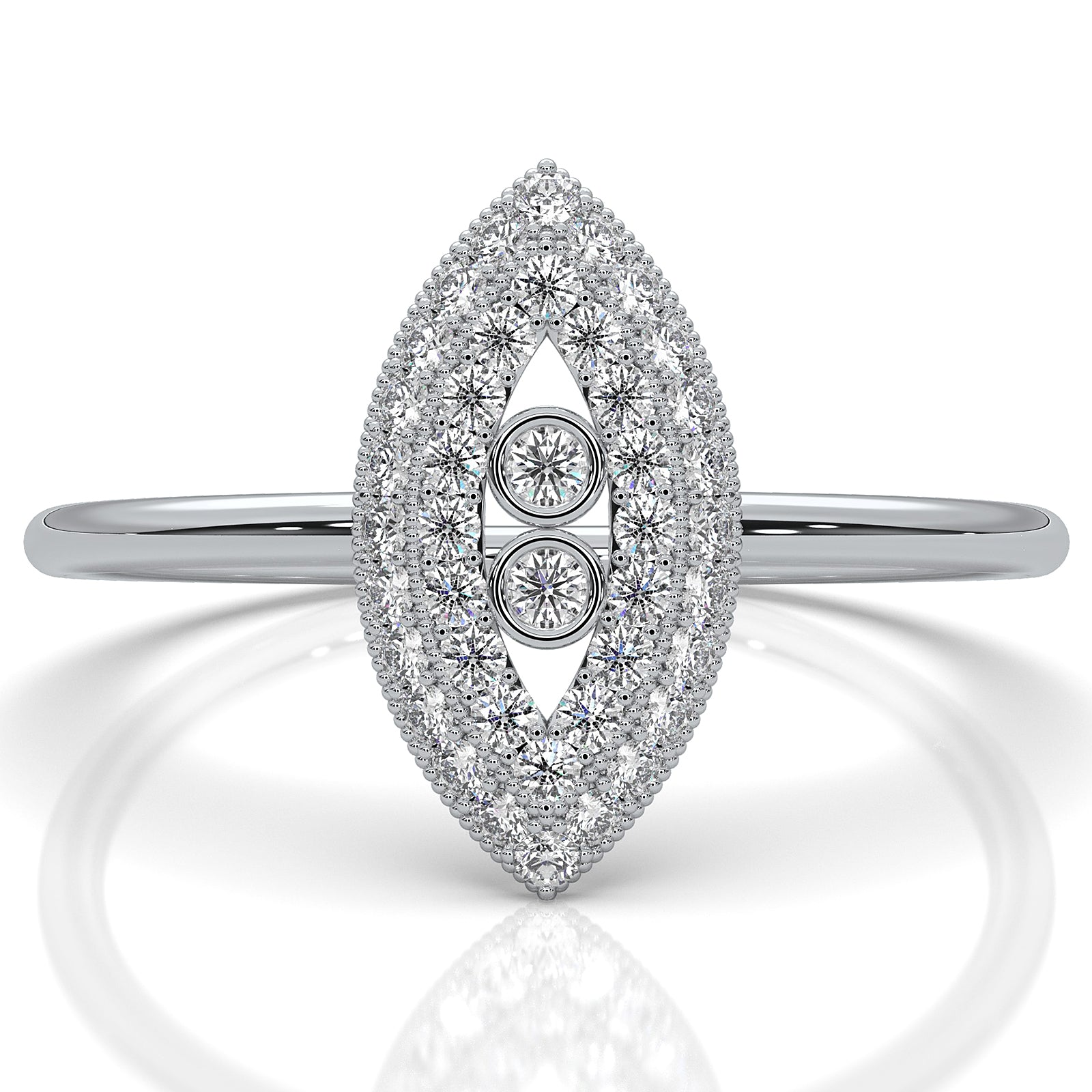 Light Weight Marquise Double Halo Lab Diamond Engagement Ring 0.24ctw.