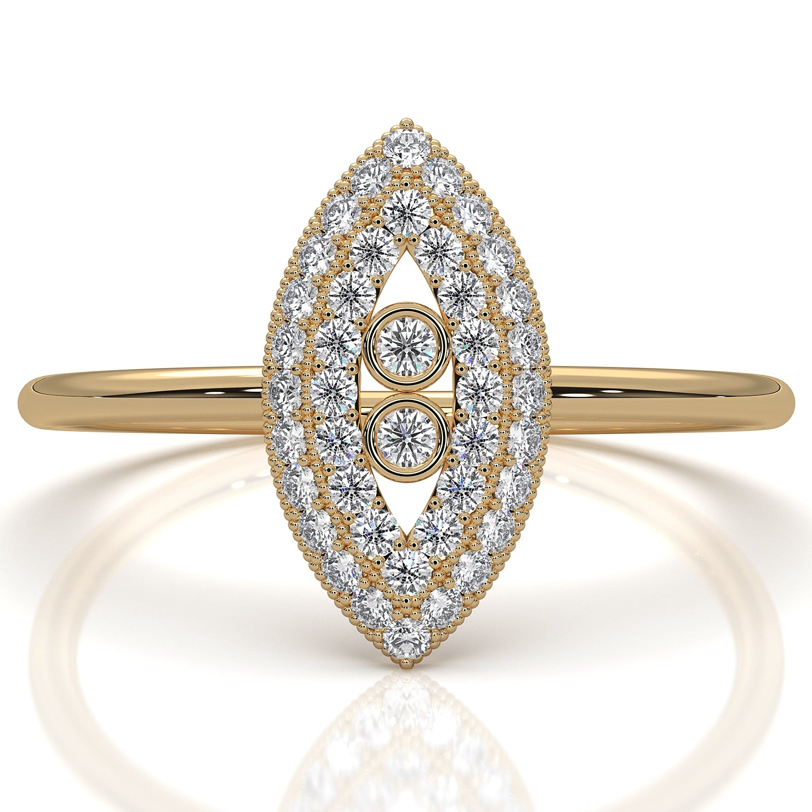 Light Weight Marquise Double Halo Lab Diamond Engagement Ring 0.24ctw.