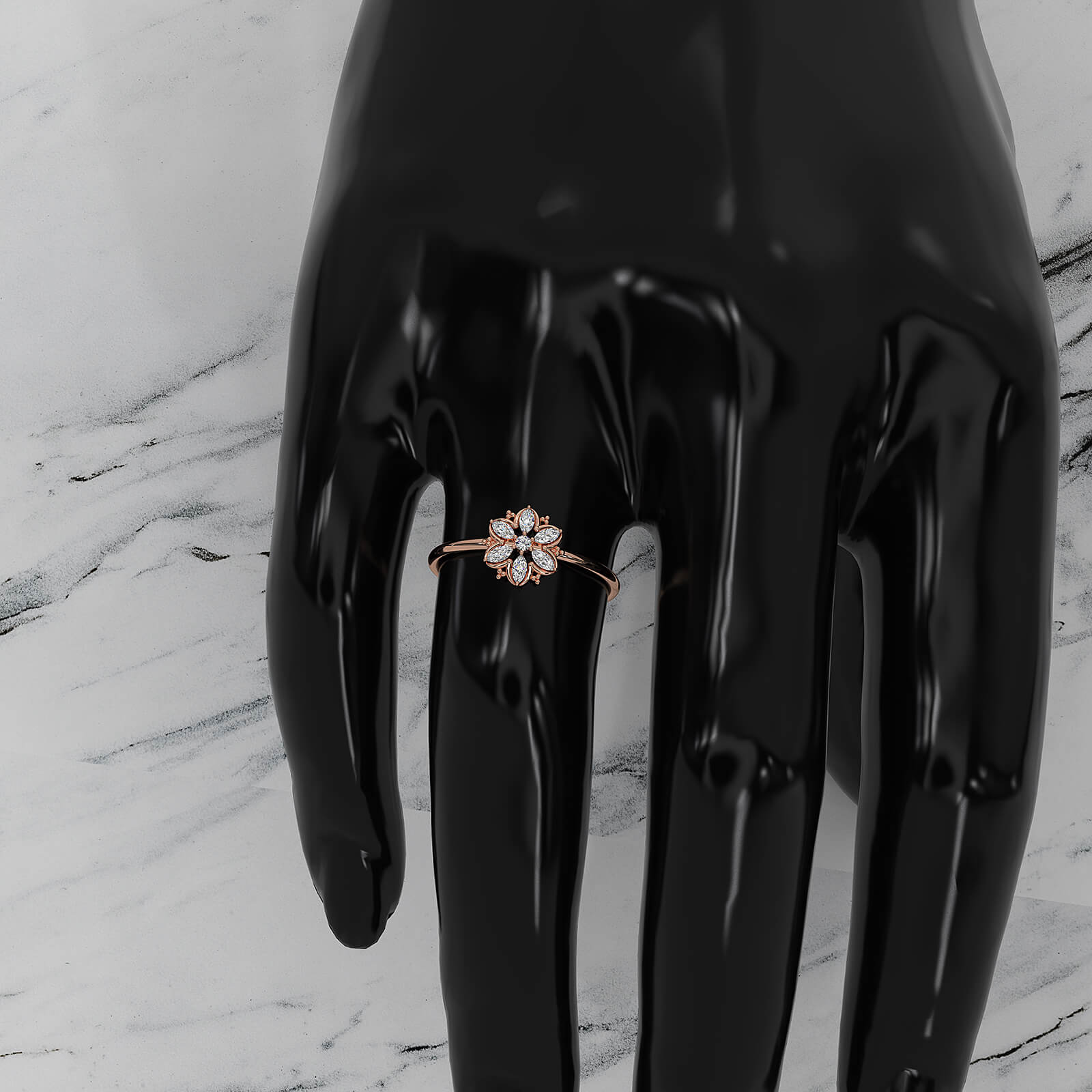 Minimalist Flower Fashion Lab Diamond Engagement Ring 0.15ctw.