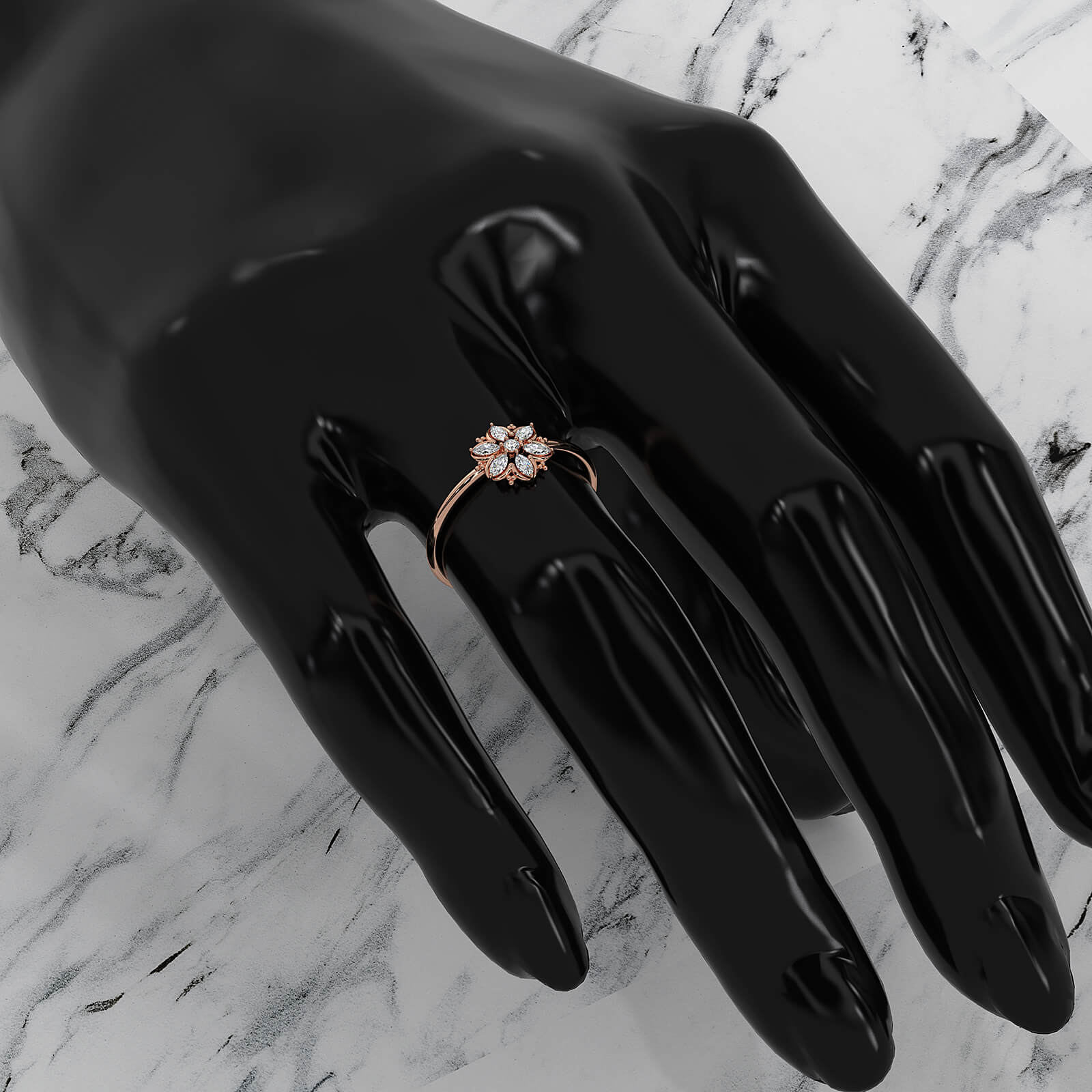 Minimalist Flower Fashion Lab Diamond Engagement Ring 0.15ctw.