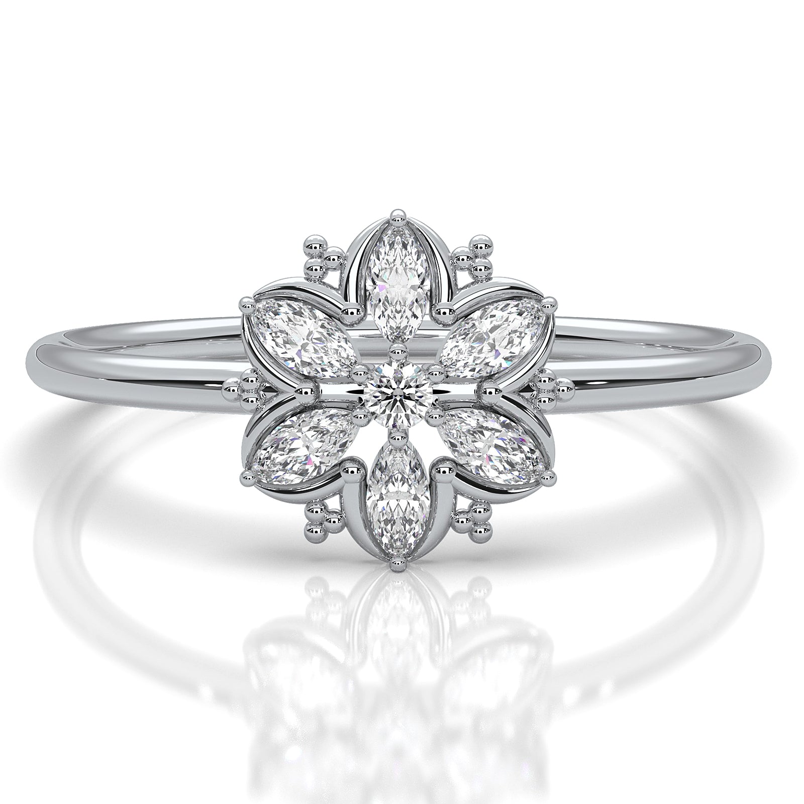 Minimalist Flower Fashion Lab Diamond Engagement Ring 0.15ctw.