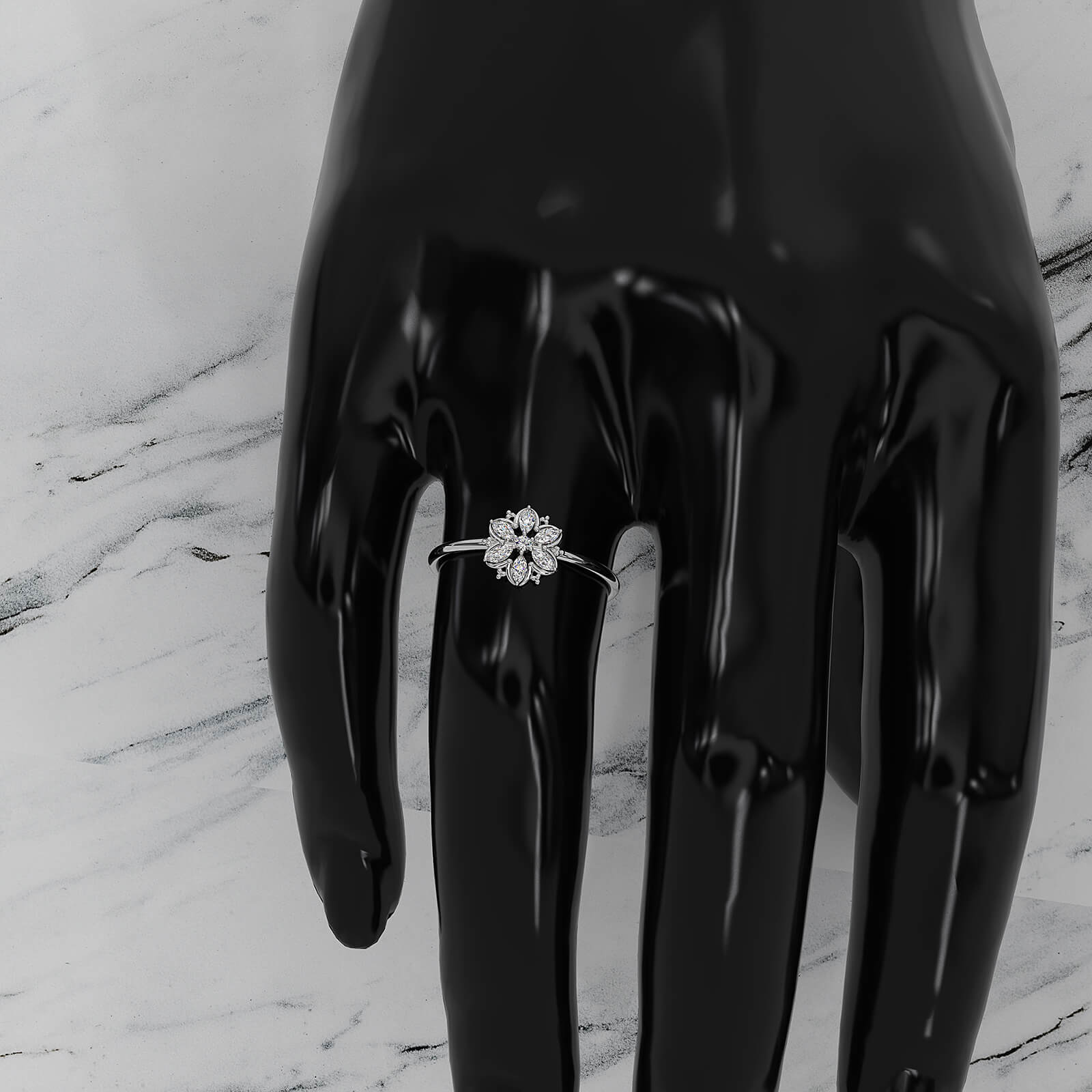 Minimalist Flower Fashion Lab Diamond Engagement Ring 0.15ctw.