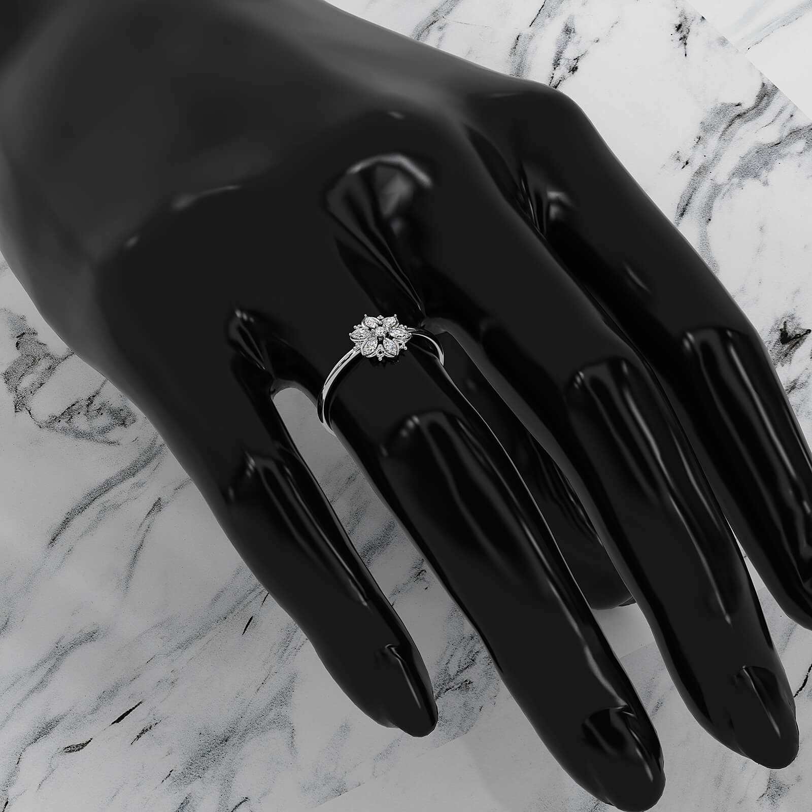 Minimalist Flower Fashion Lab Diamond Engagement Ring 0.15ctw.