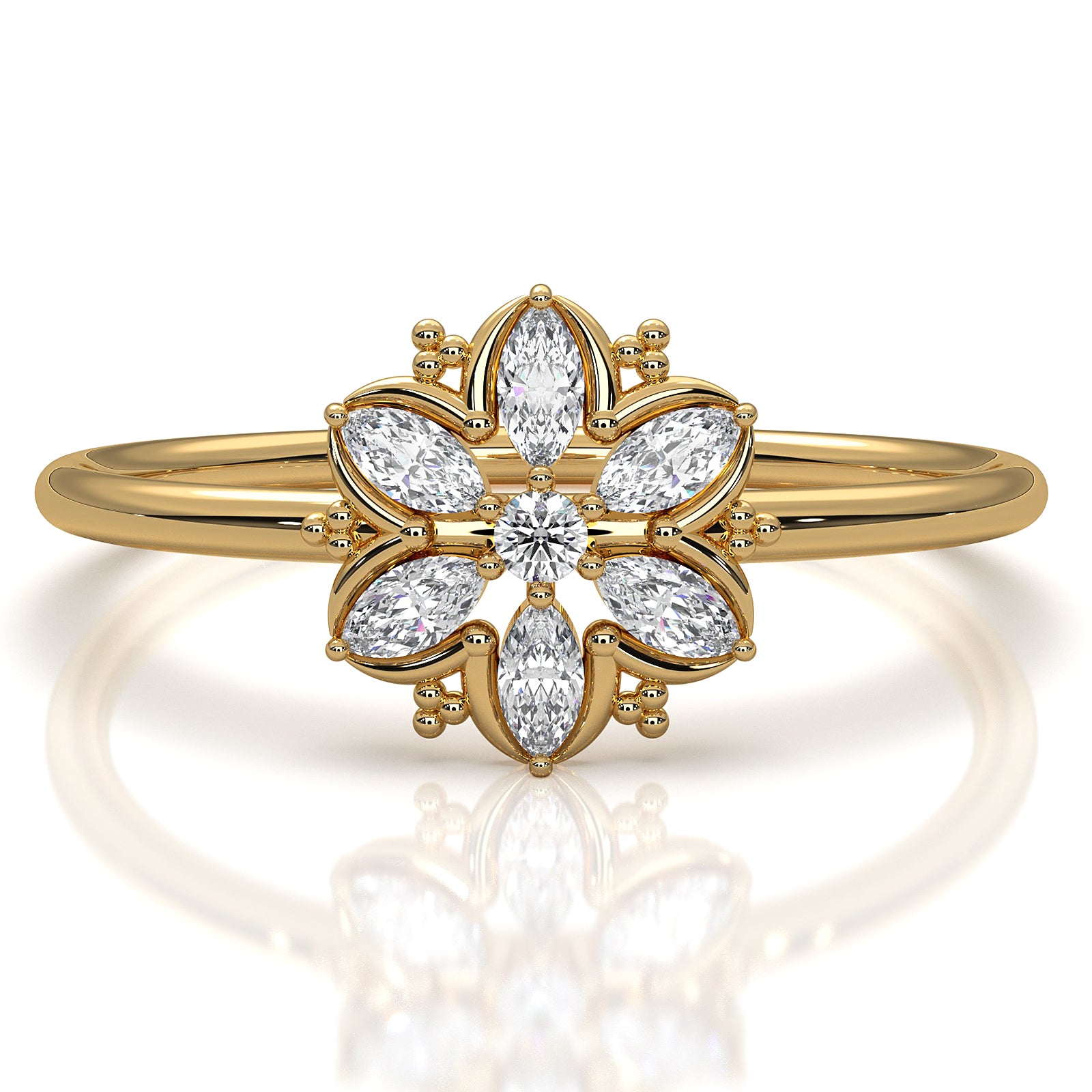 Minimalist Flower Fashion Lab Diamond Engagement Ring 0.15ctw.