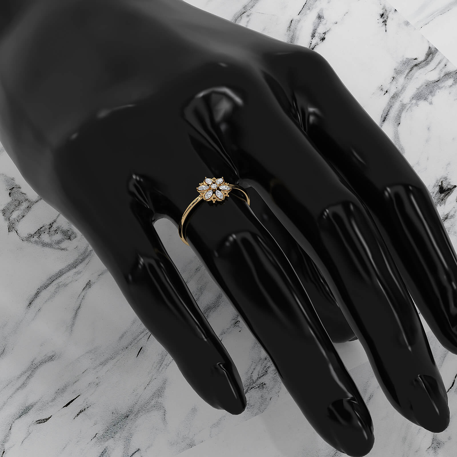 Minimalist Flower Fashion Lab Diamond Engagement Ring 0.15ctw.