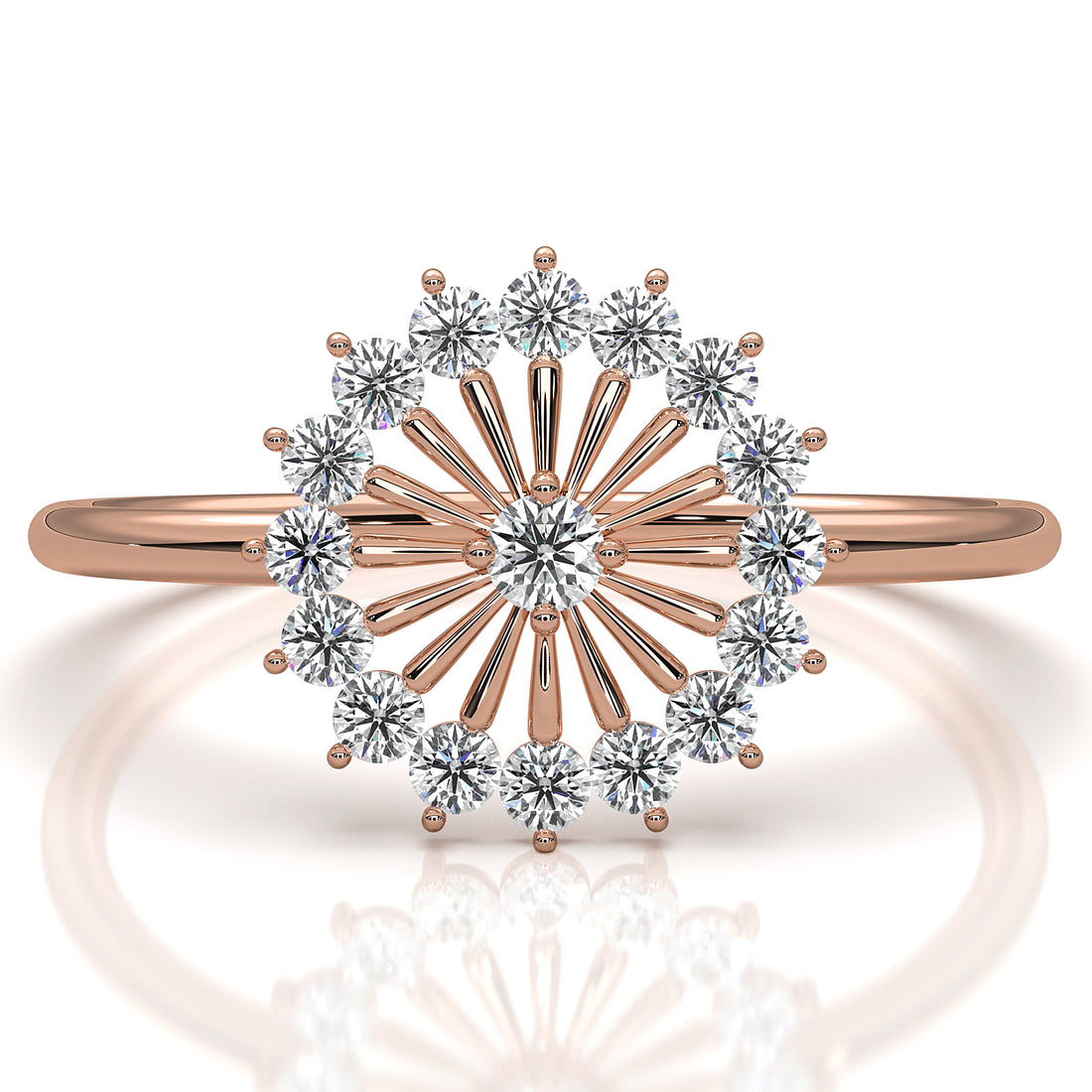 Sleek and Light Weight Fashion Halo Round Lab Diamond Ring 0.23ctw.