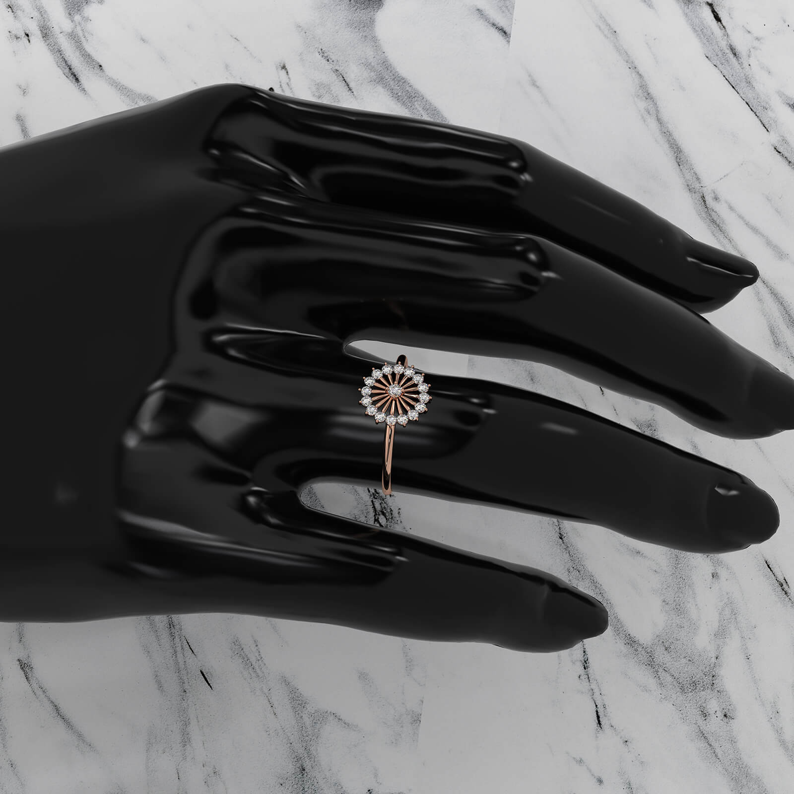 Sleek and Light Weight Fashion Halo Round Lab Diamond Ring 0.23ctw.