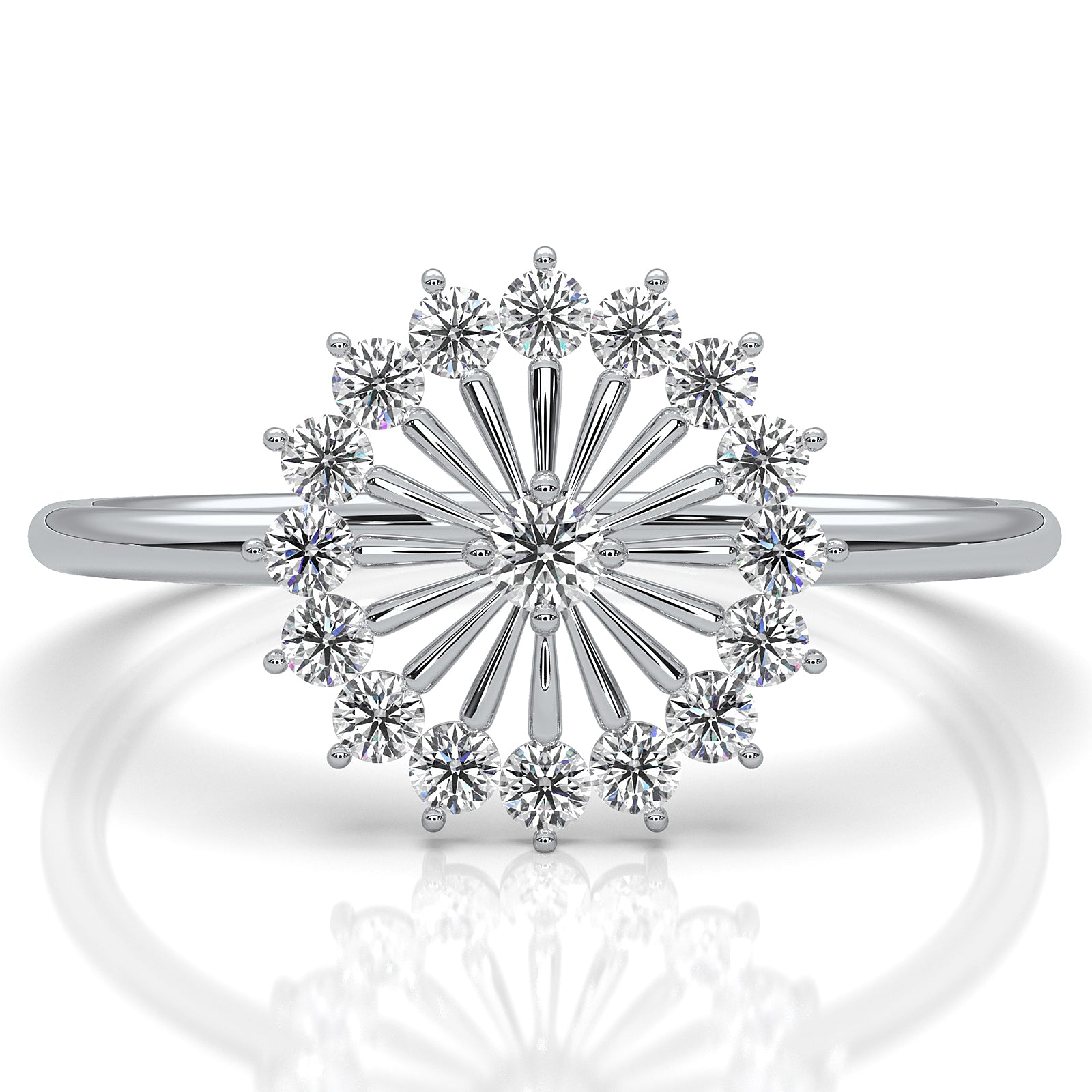 Sleek and Light Weight Fashion Halo Round Lab Diamond Ring 0.23ctw.