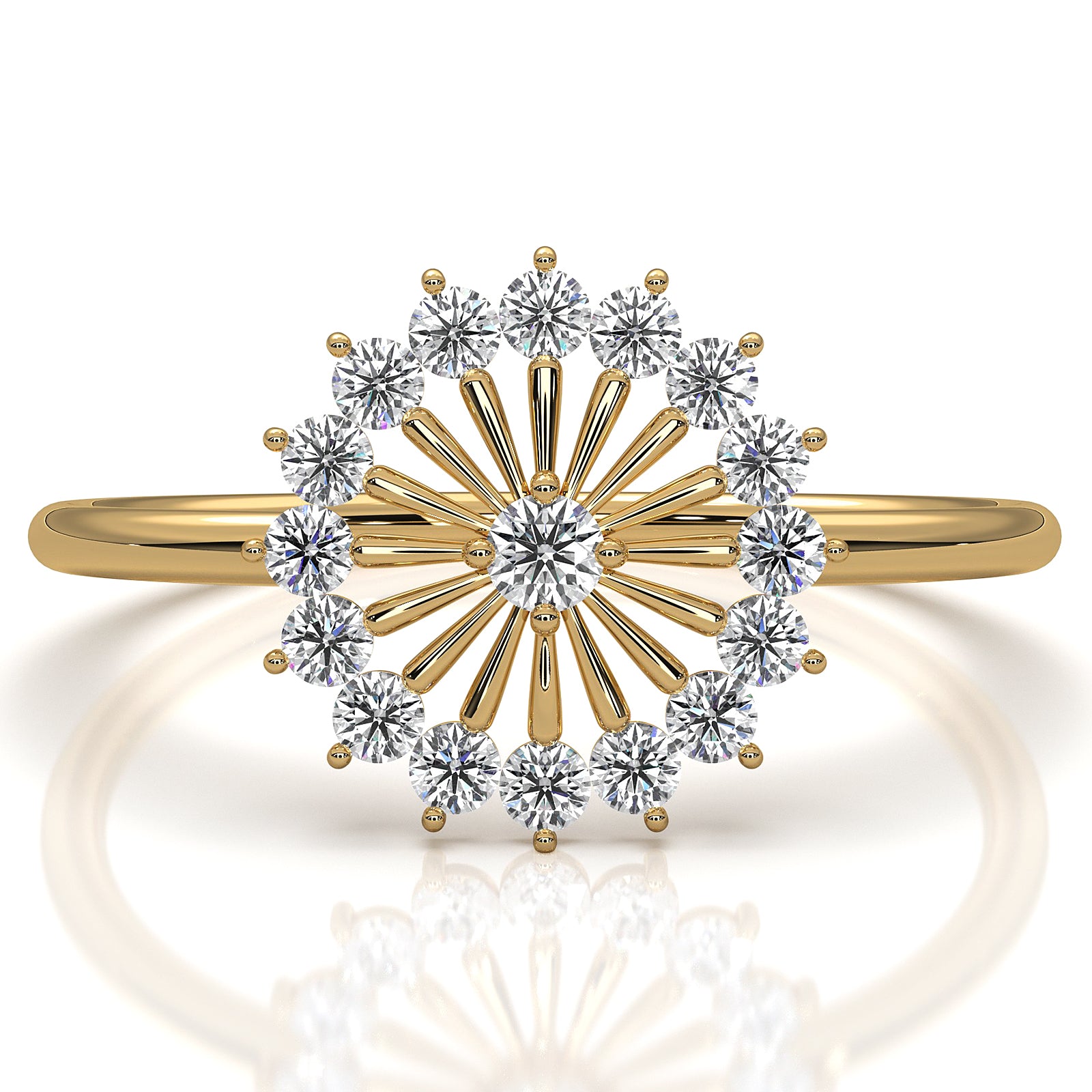 Sleek and Light Weight Fashion Halo Round Lab Diamond Ring 0.23ctw.