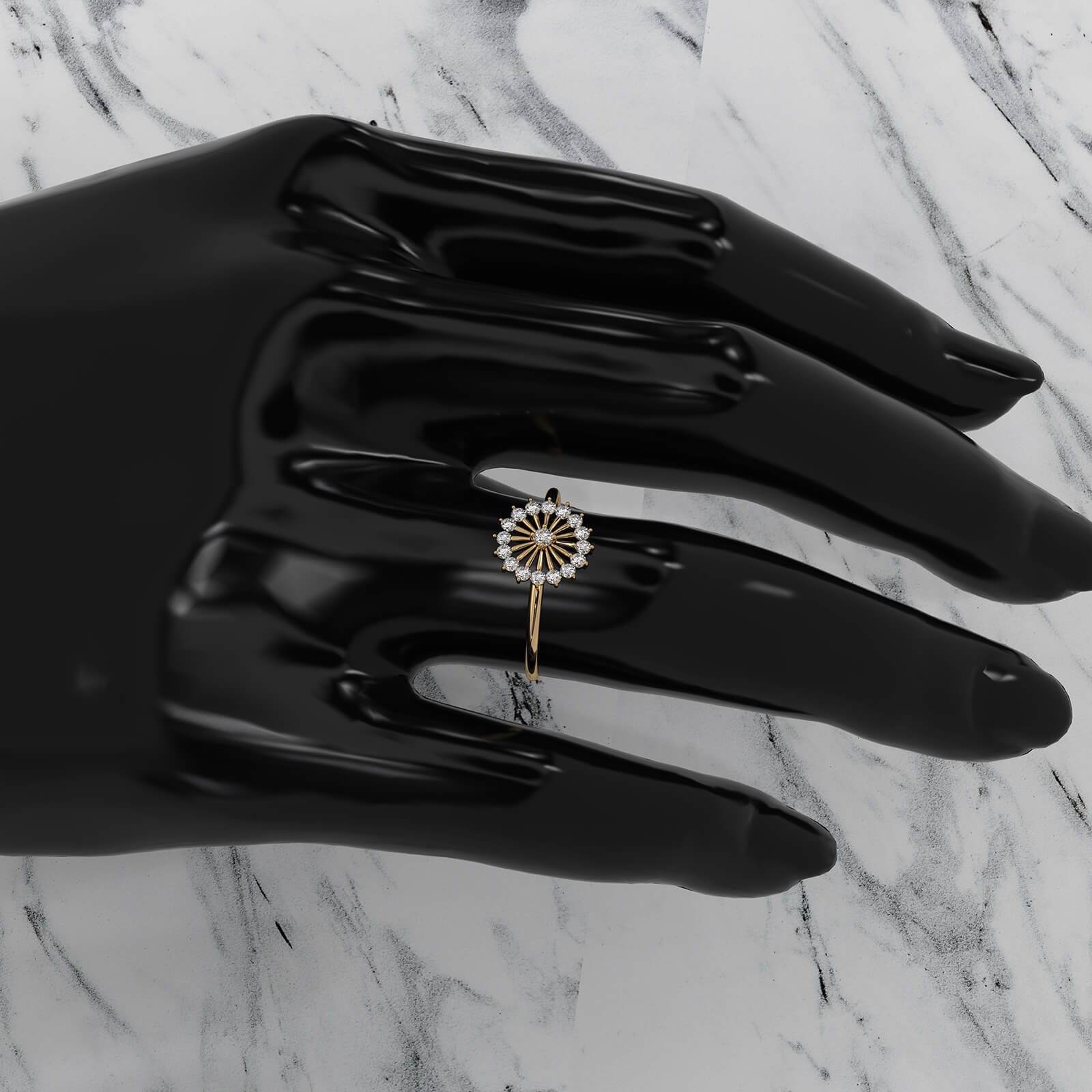 Sleek and Light Weight Fashion Halo Round Lab Diamond Ring 0.23ctw.