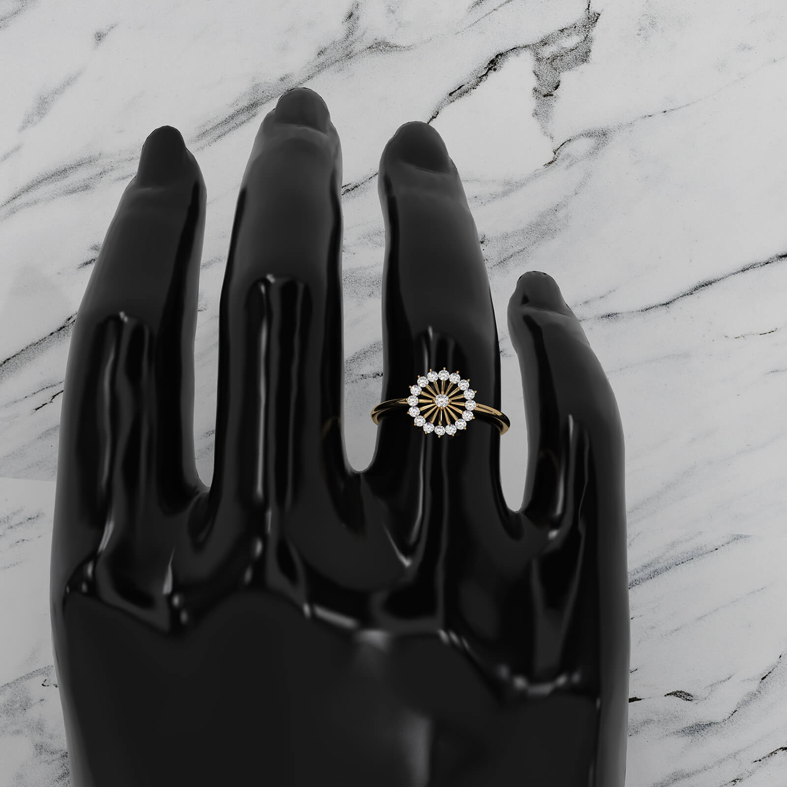 Sleek and Light Weight Fashion Halo Round Lab Diamond Ring 0.23ctw.