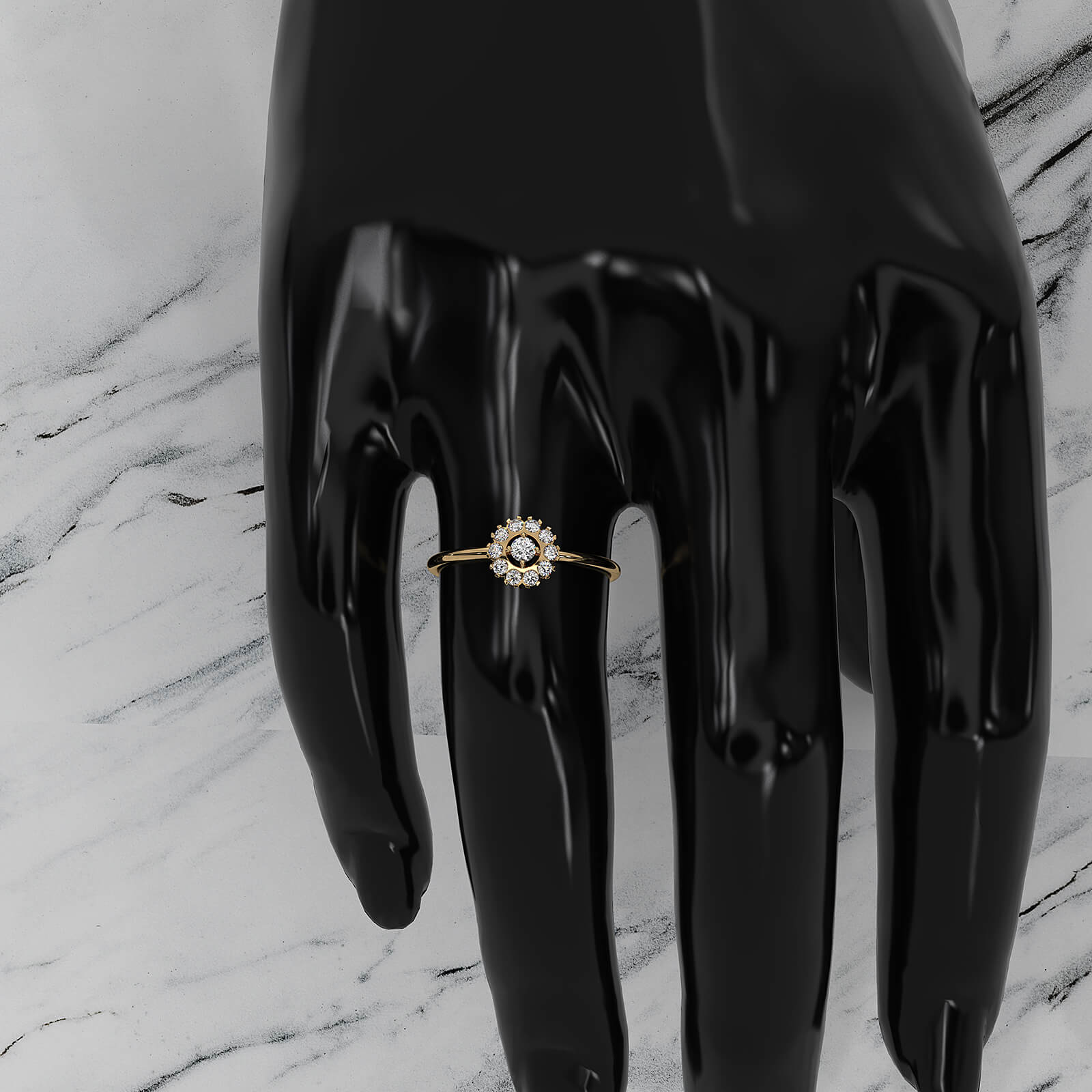 Prong Set Floral Halo Light Weight Lab Diamond Ring Engagement 0.21ctw.