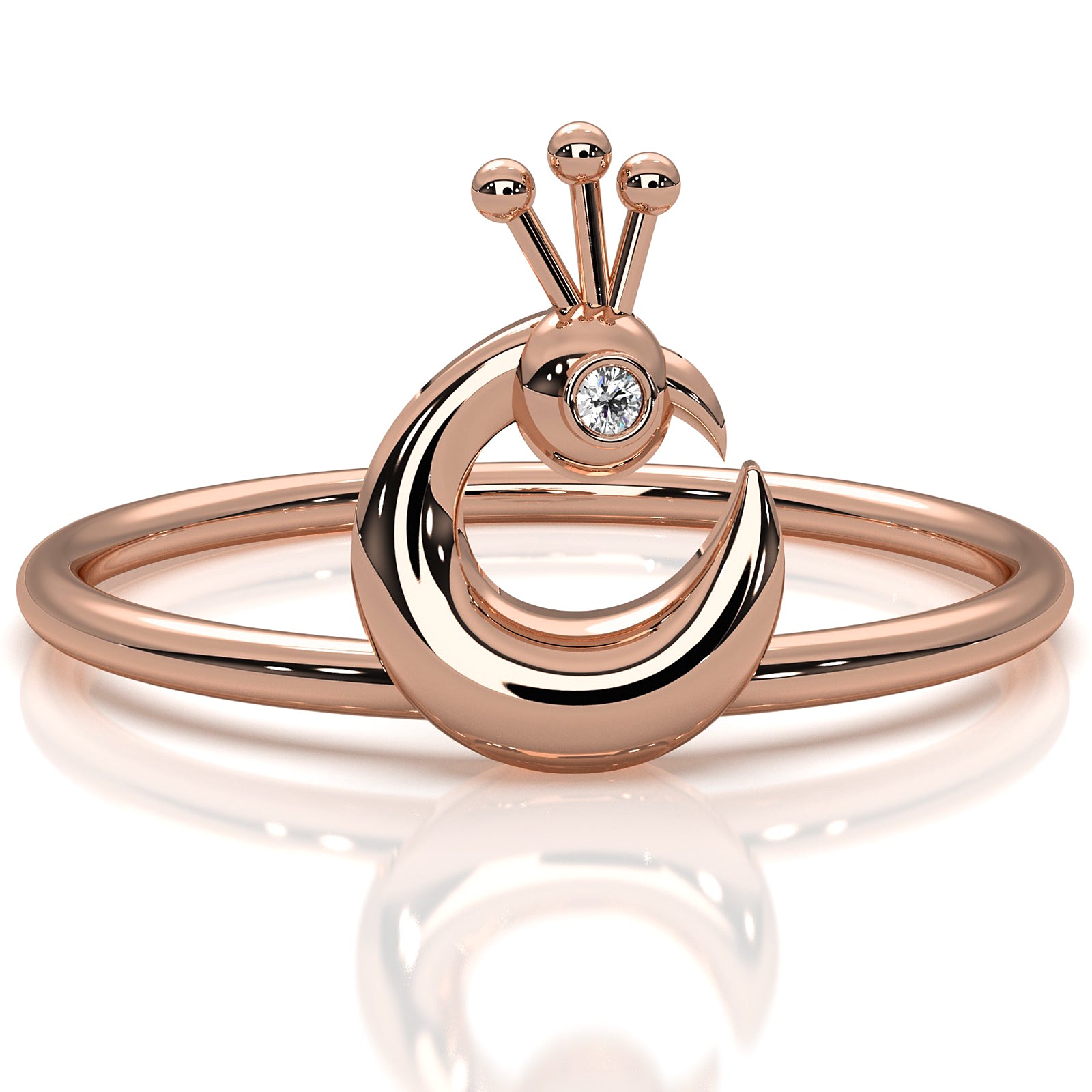 Bezel Set Fashionable Light Weight Peacock Lab Diamond Ring 0.01ctw.