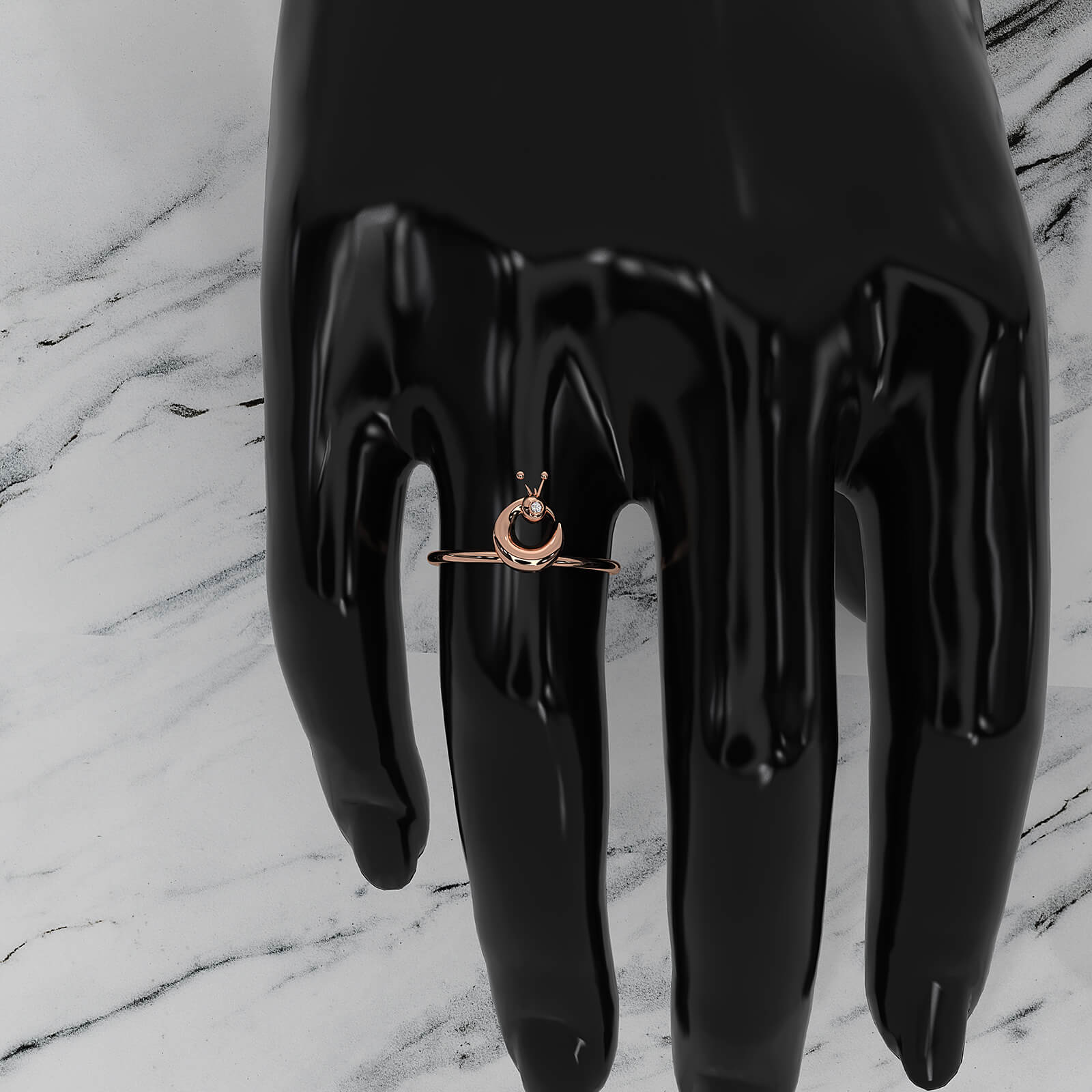 Bezel Set Fashionable Light Weight Peacock Lab Diamond Ring 0.01ctw.