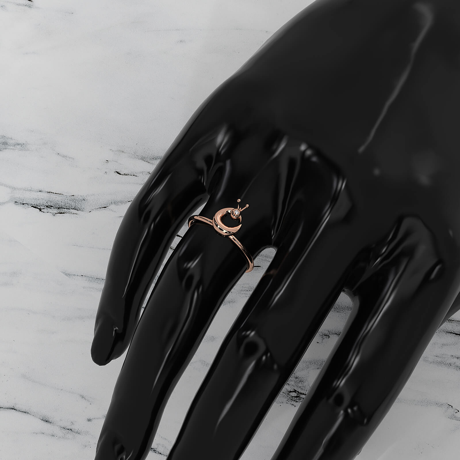 Bezel Set Fashionable Light Weight Peacock Lab Diamond Ring 0.01ctw.