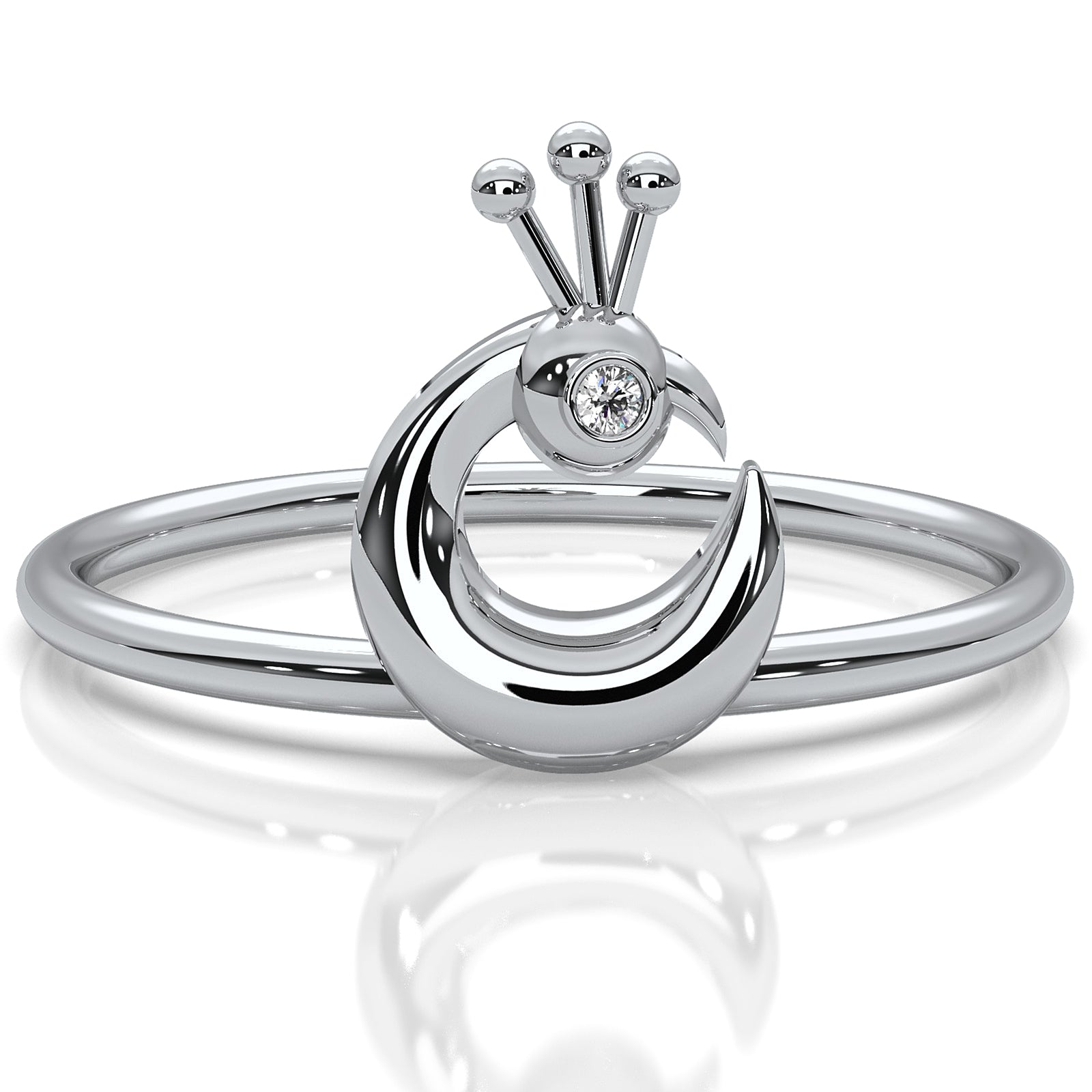 Bezel Set Fashionable Light Weight Peacock Lab Diamond Ring 0.01ctw.