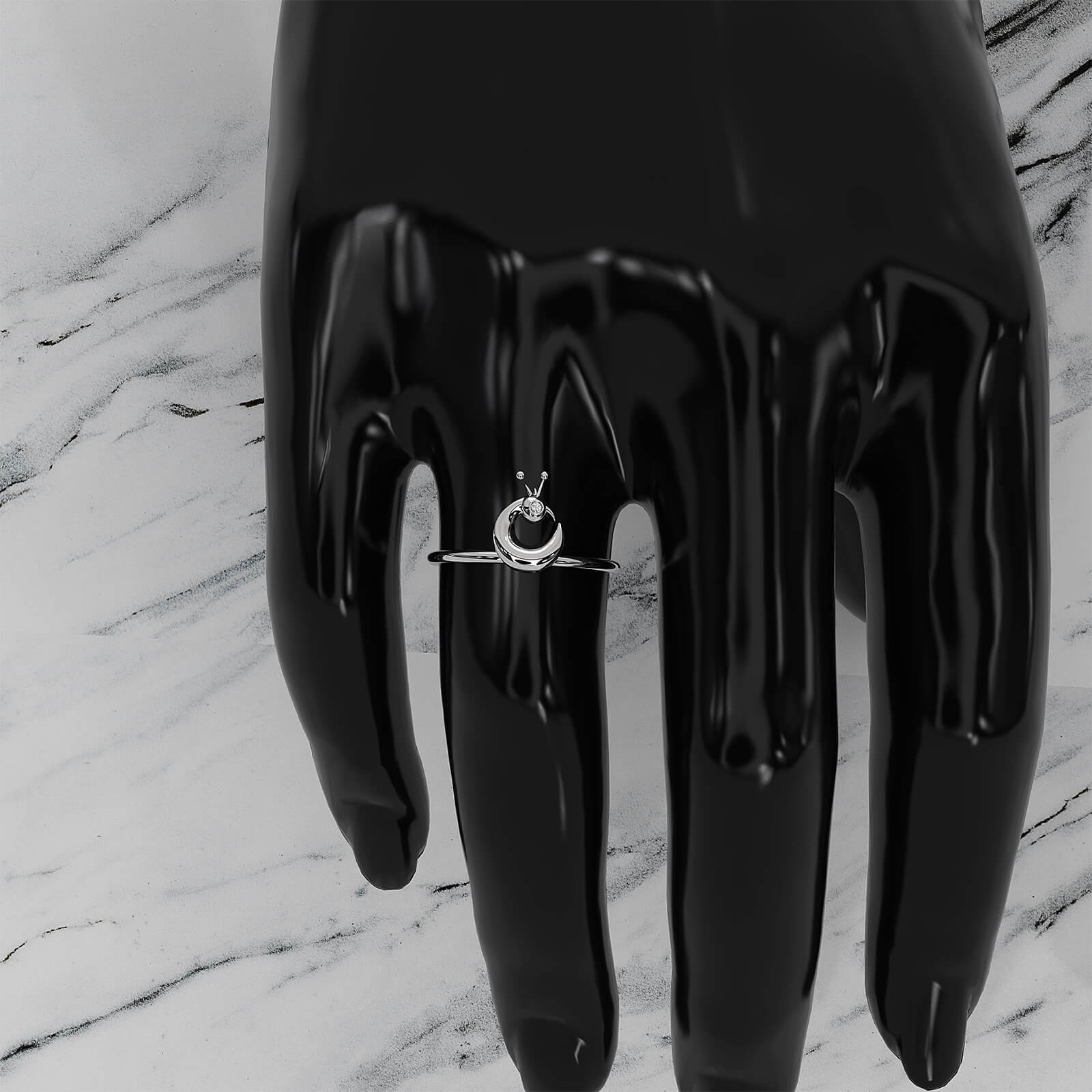 Bezel Set Fashionable Light Weight Peacock Lab Diamond Ring 0.01ctw.