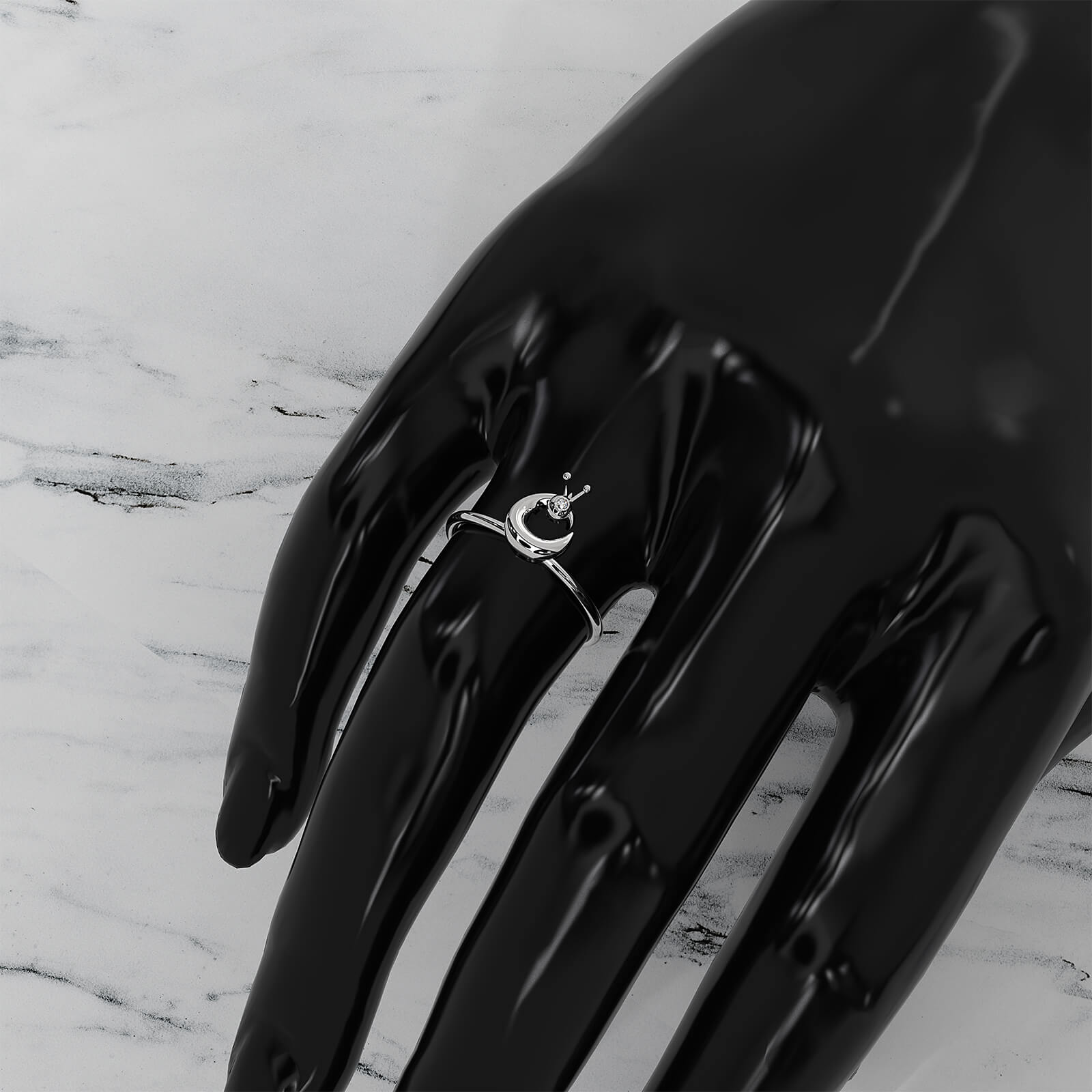 Bezel Set Fashionable Light Weight Peacock Lab Diamond Ring 0.01ctw.