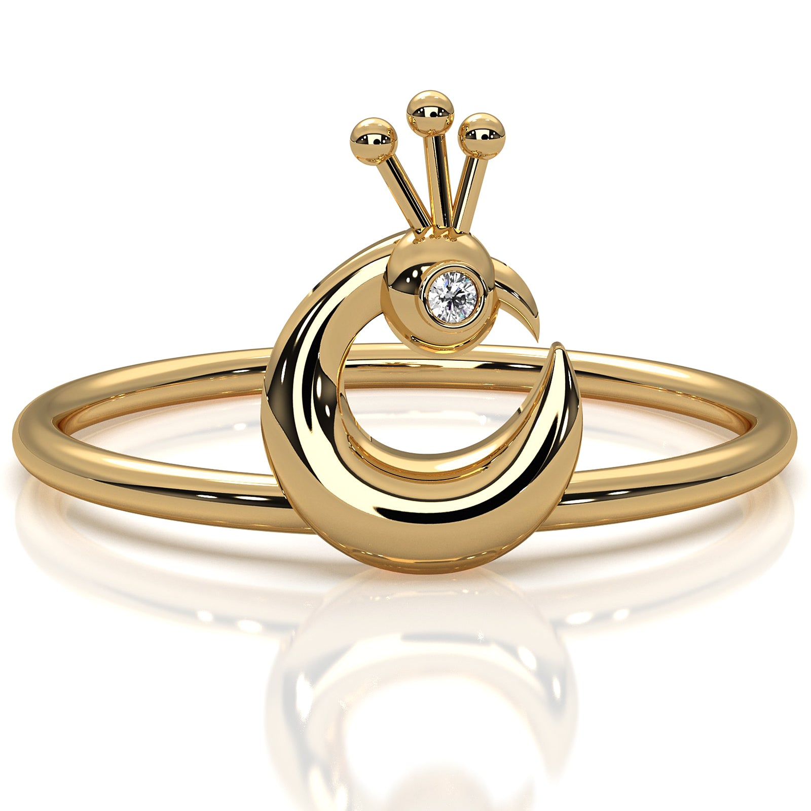 Bezel Set Fashionable Light Weight Peacock Lab Diamond Ring 0.01ctw.