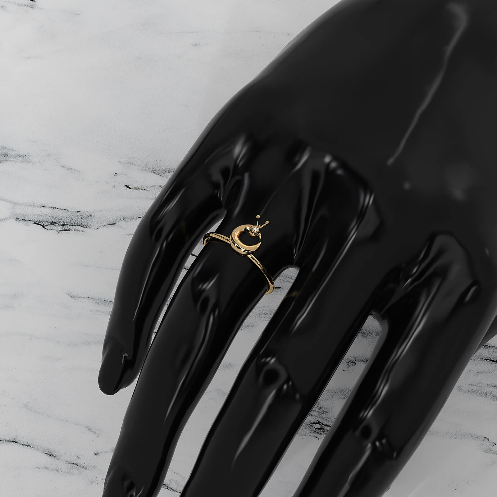 Bezel Set Fashionable Light Weight Peacock Lab Diamond Ring 0.01ctw.