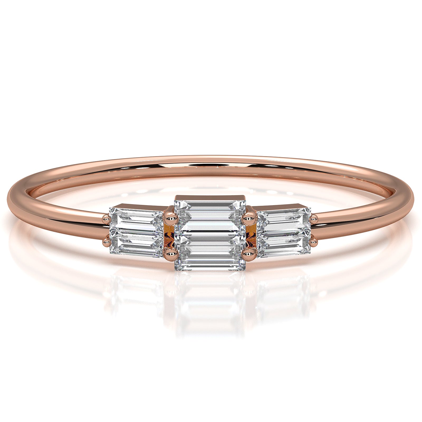 Minimalist Sleek Design Baguette Lab Diamond Light Weight Ring 0.16ctw.