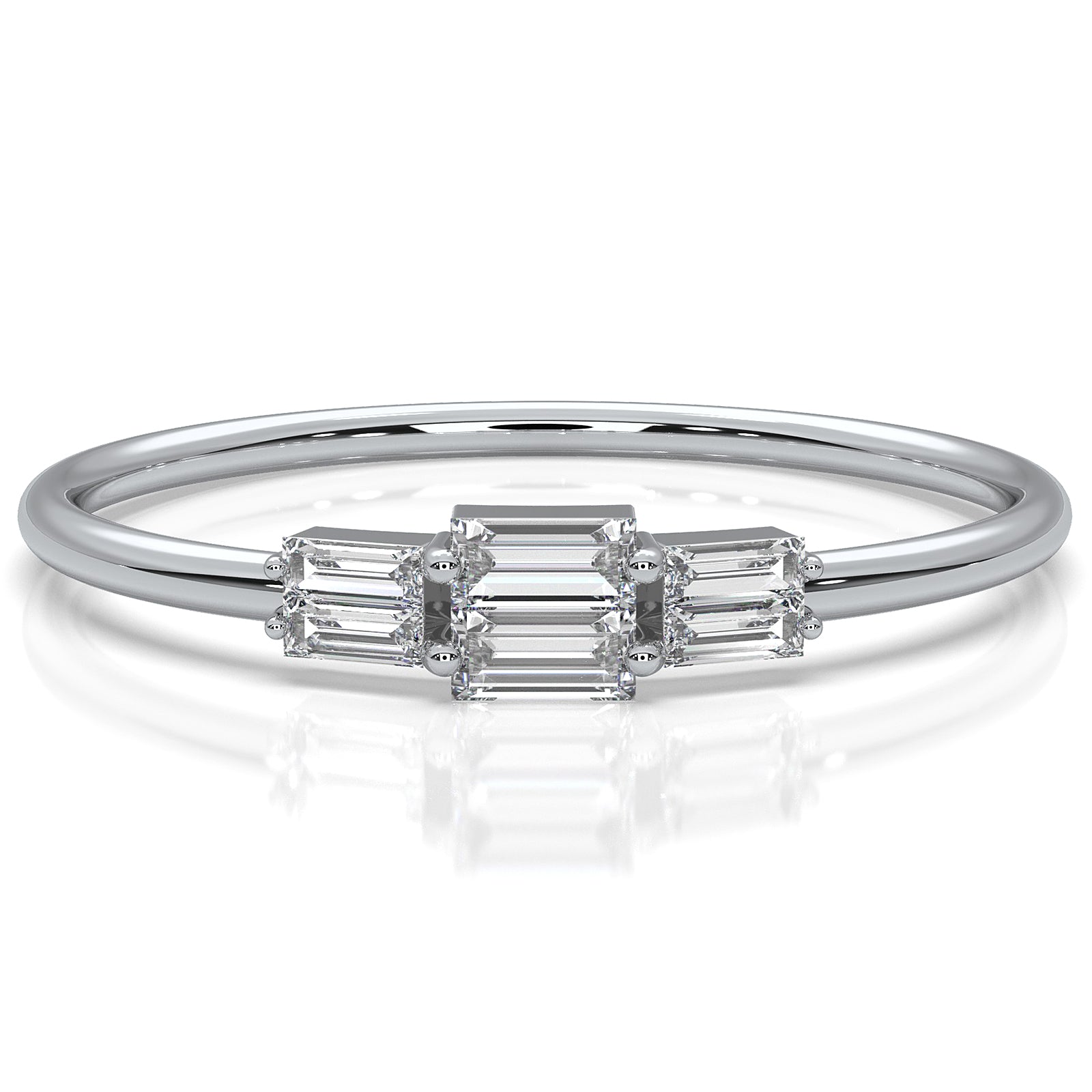 Minimalist Sleek Design Baguette Lab Diamond Light Weight Ring 0.16ctw.