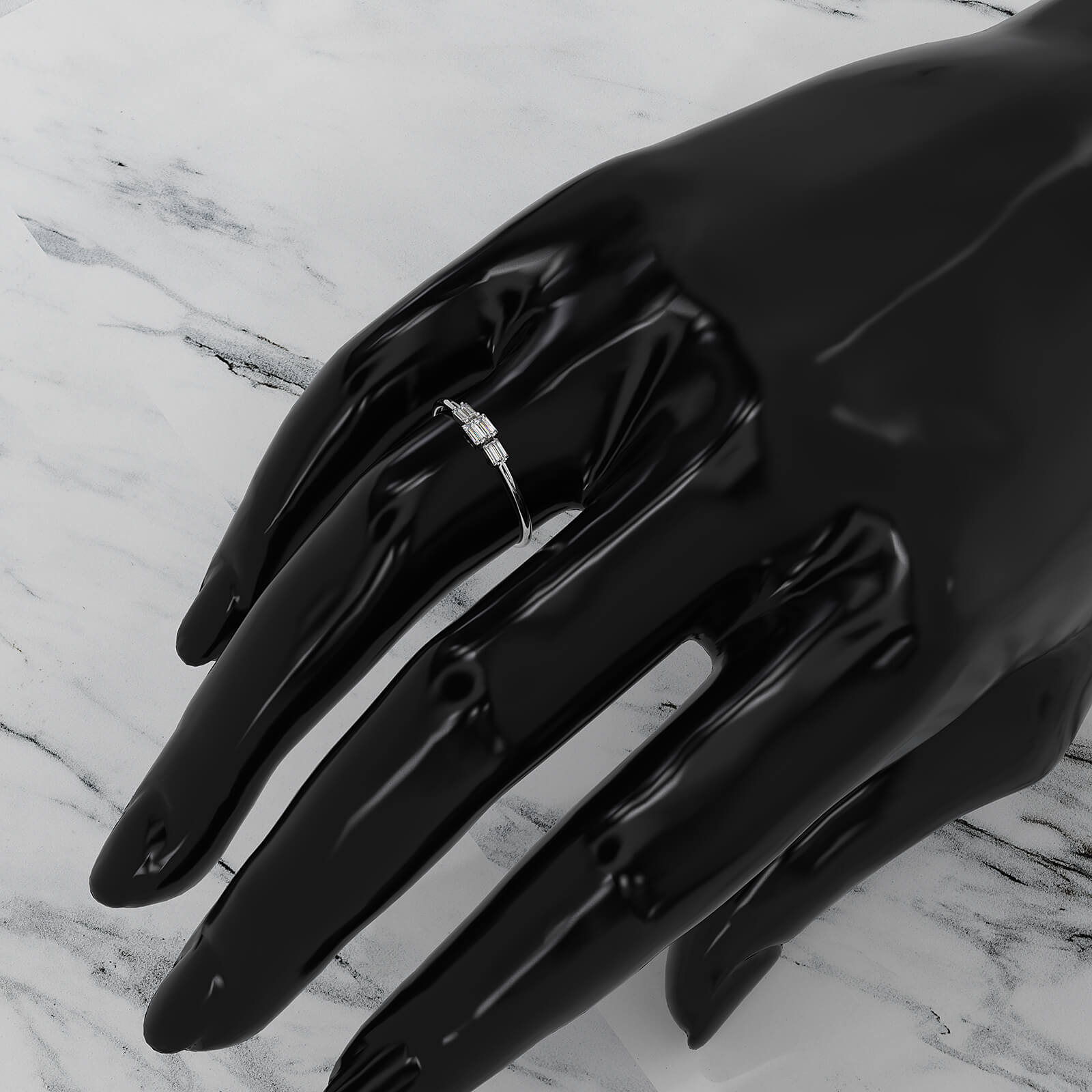 Minimalist Sleek Design Baguette Lab Diamond Light Weight Ring 0.16ctw.