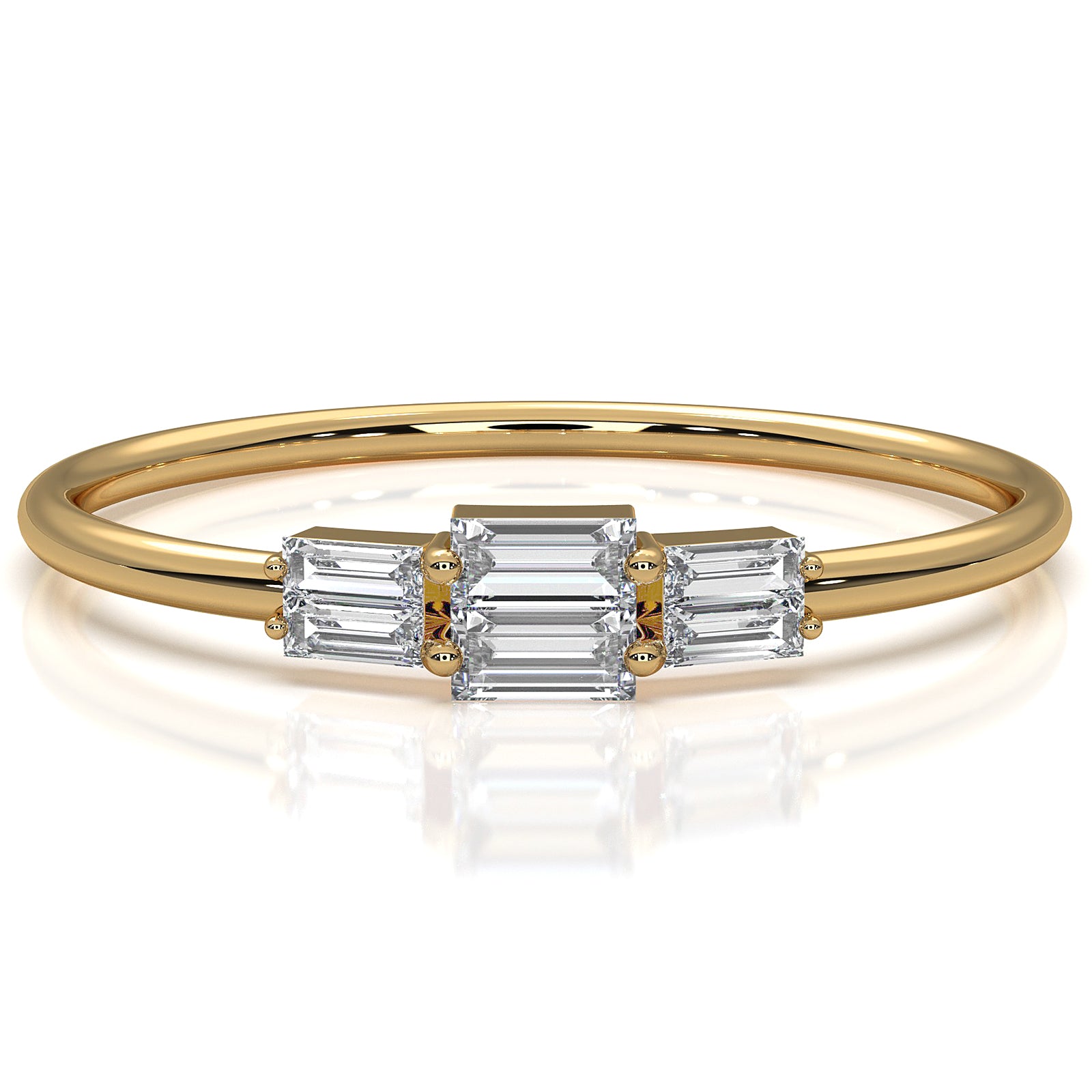 Minimalist Sleek Design Baguette Lab Diamond Light Weight Ring 0.16ctw.