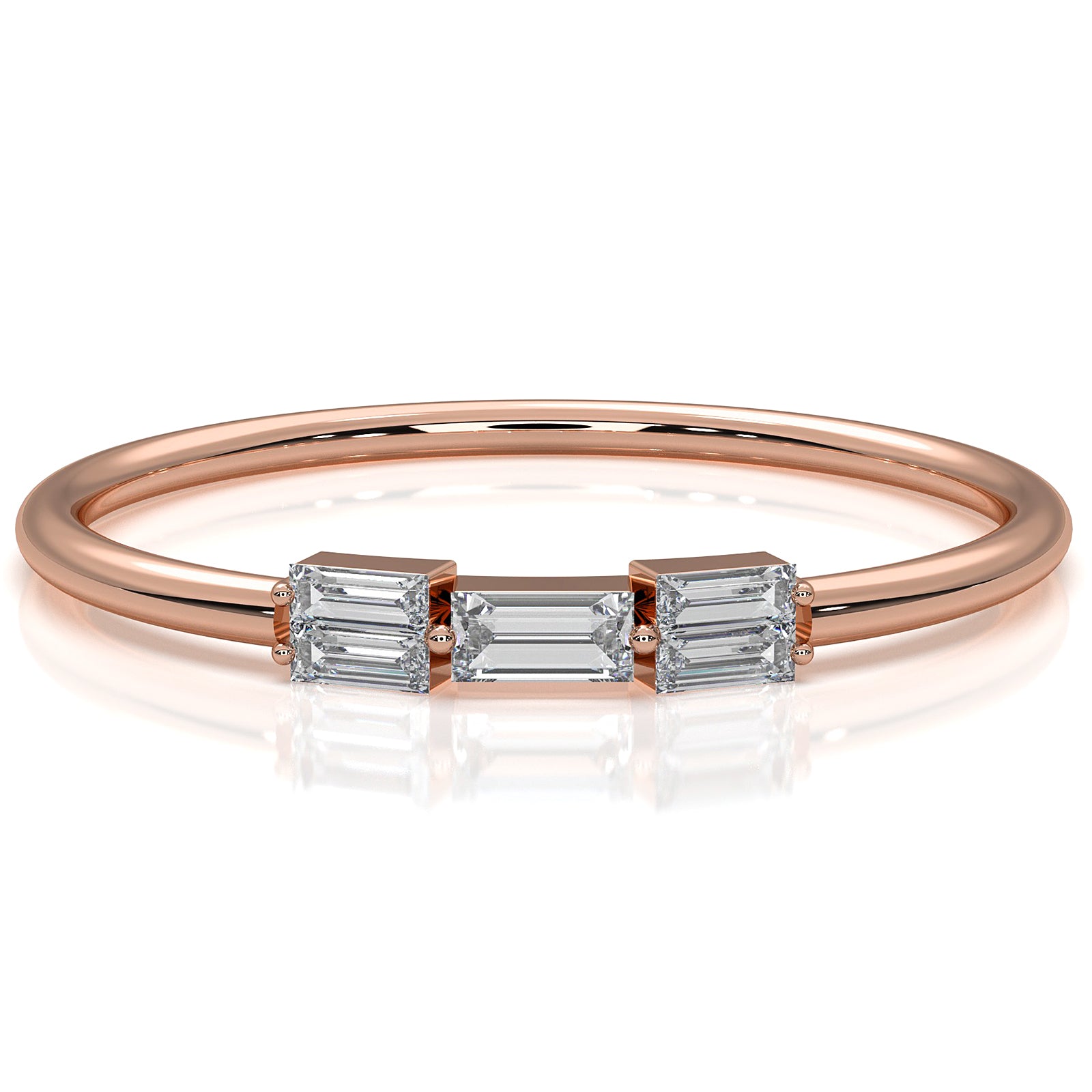 High Polished Slim and Sleek Stackable Baguette Lab Diamond Ring 0.11ctw.