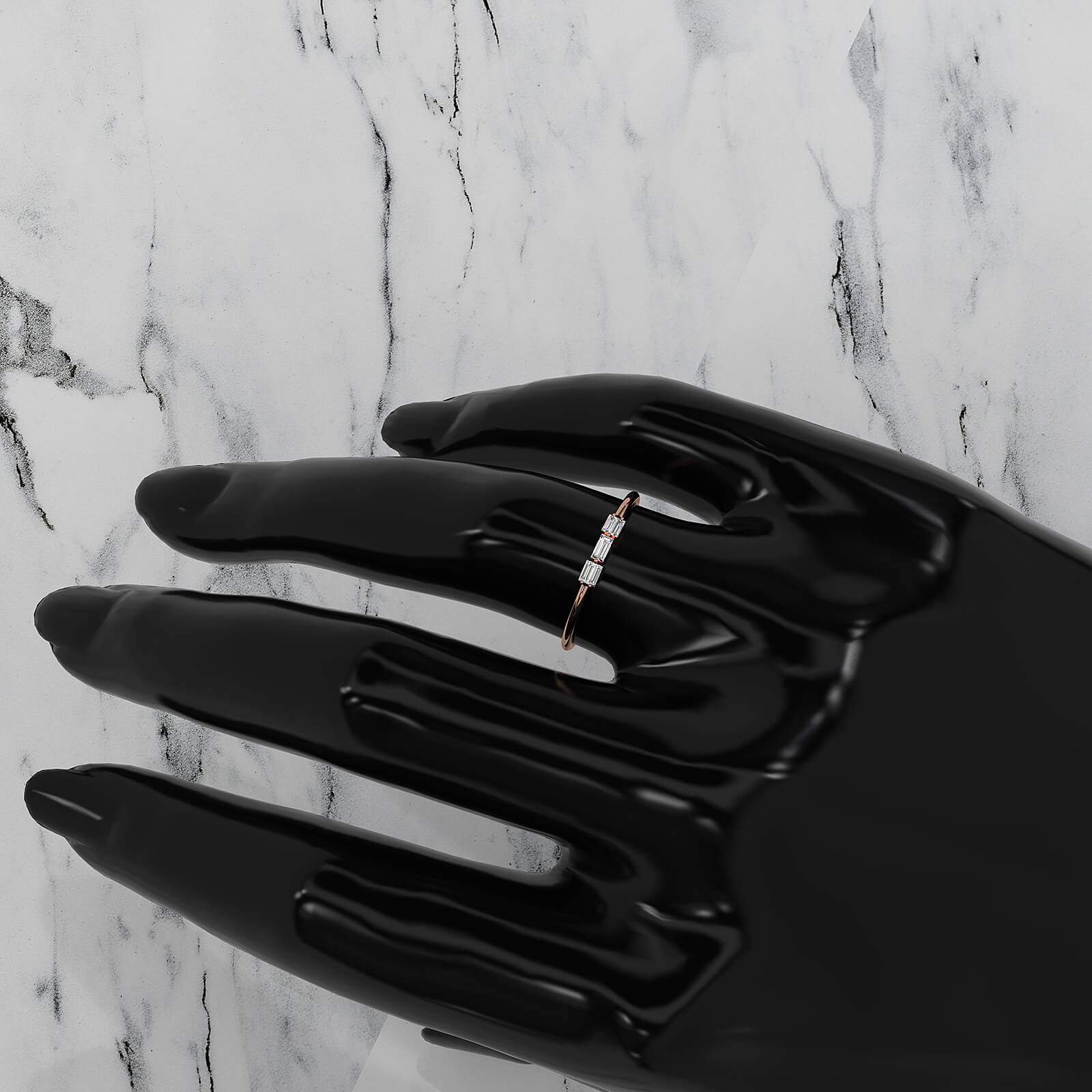 High Polished Slim and Sleek Stackable Baguette Lab Diamond Ring 0.11ctw.