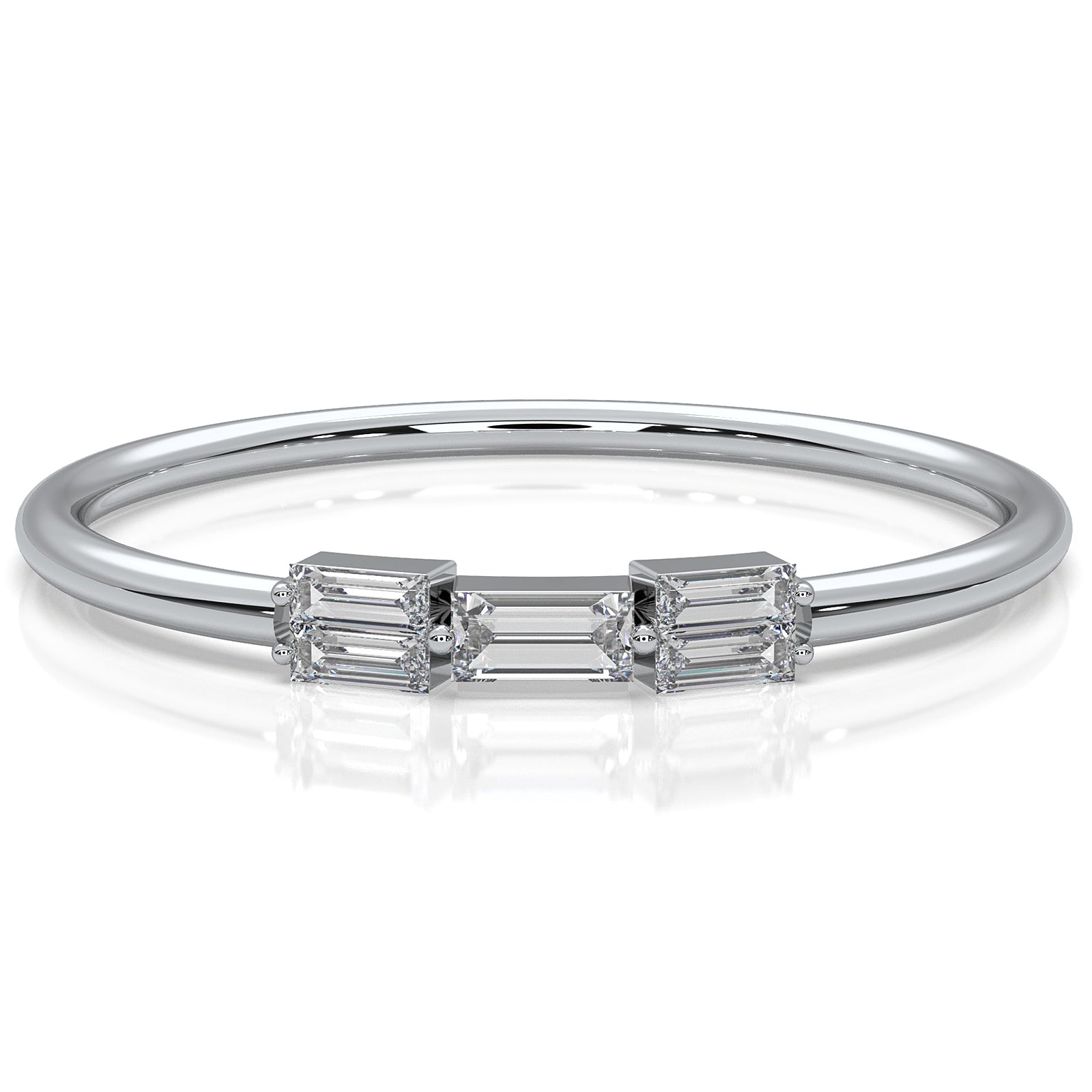 High Polished Slim and Sleek Stackable Baguette Lab Diamond Ring 0.11ctw.