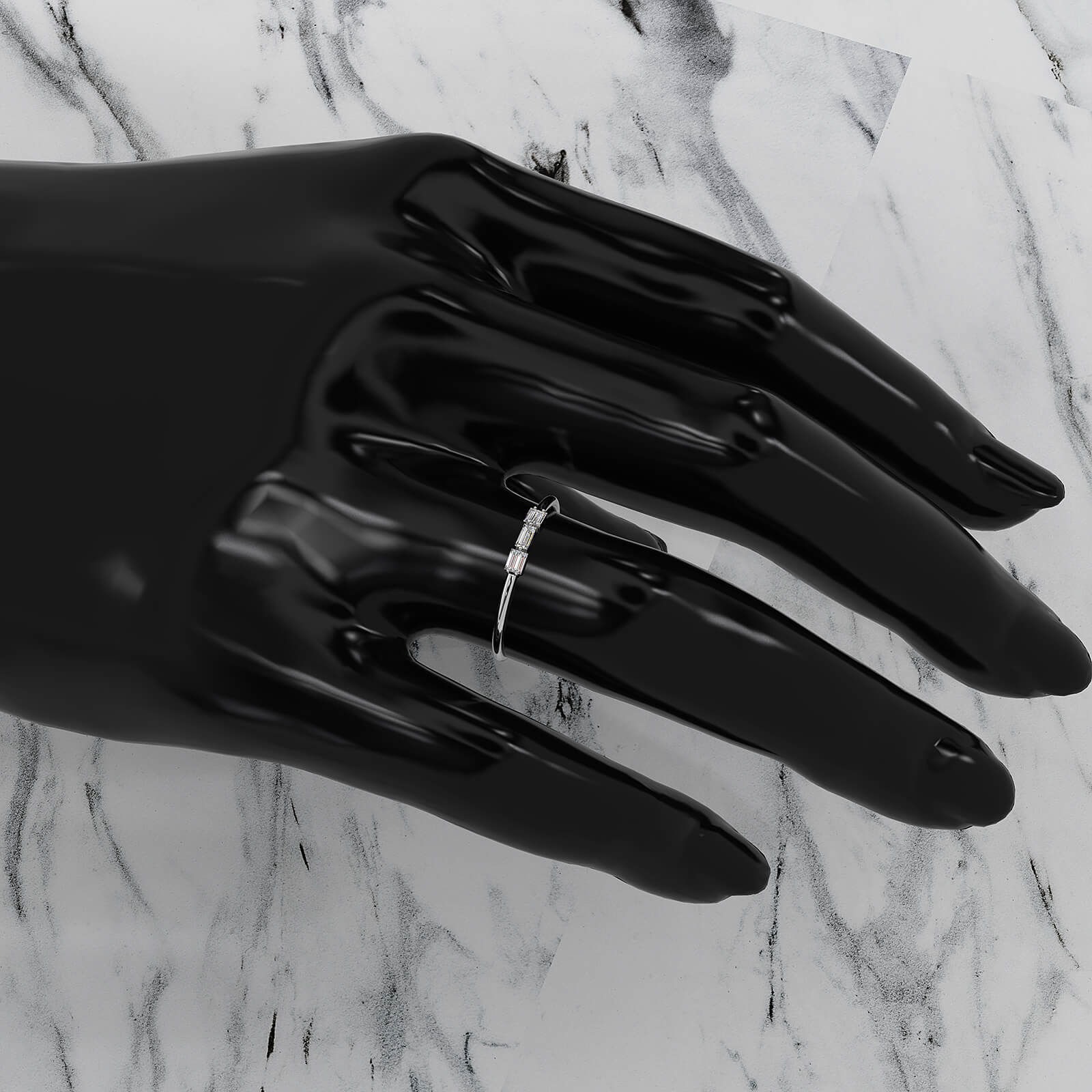 High Polished Slim and Sleek Stackable Baguette Lab Diamond Ring 0.11ctw.