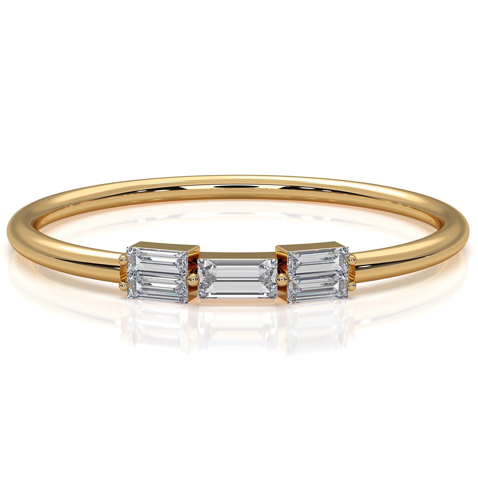 High Polished Slim and Sleek Stackable Baguette Lab Diamond Ring 0.11ctw.