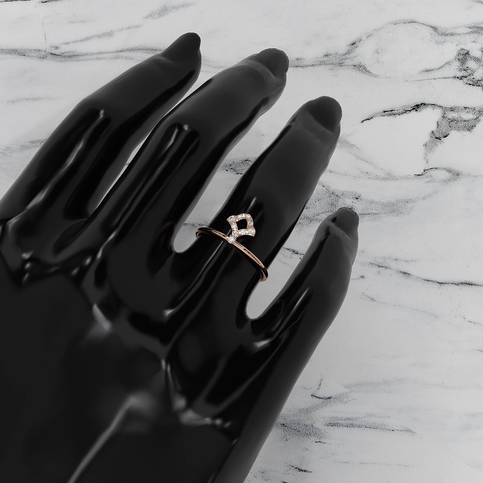 Minimalist Kite Shape Round Cut Lab Diamond Fashion Ring 0.1ctw.