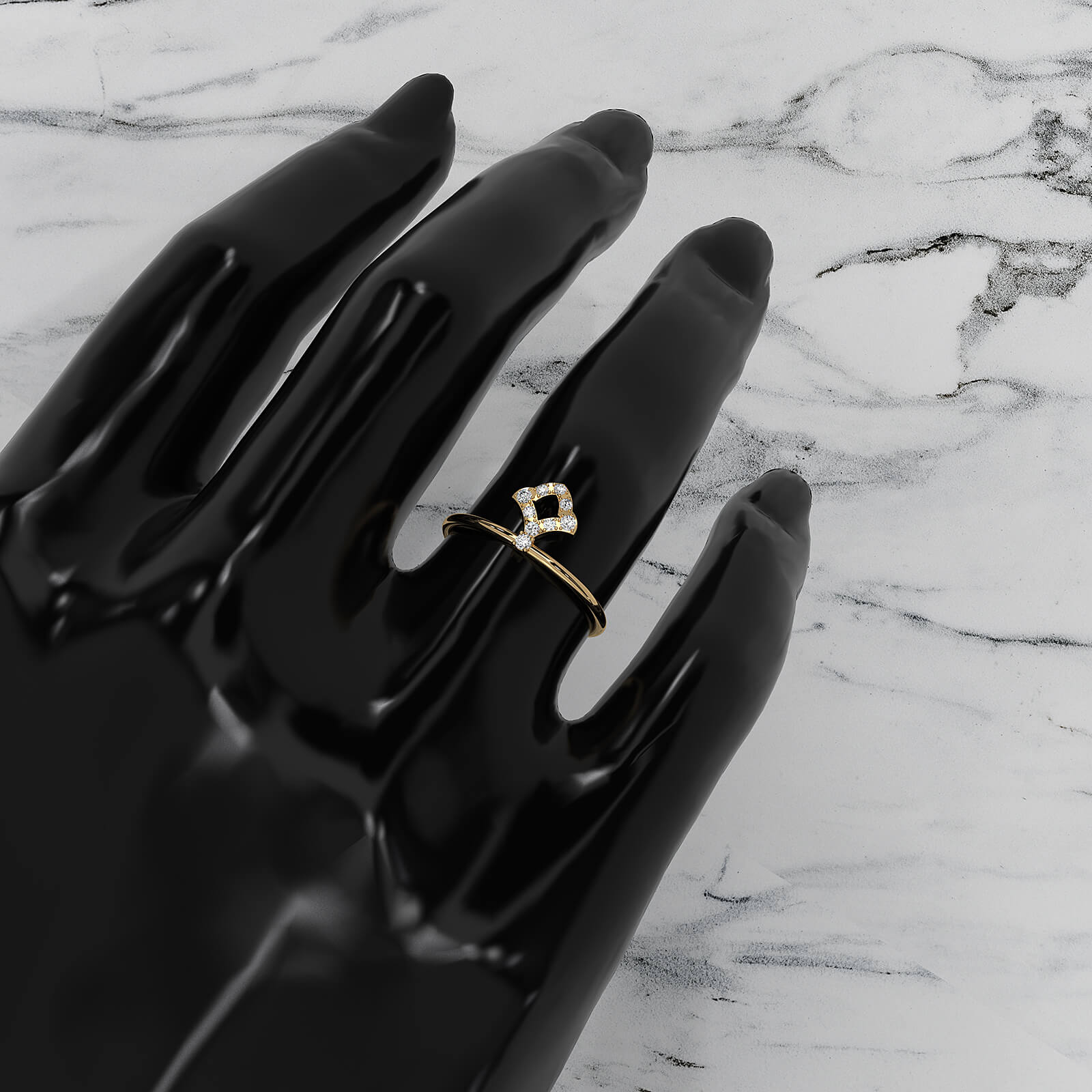 Minimalist Kite Shape Round Cut Lab Diamond Fashion Ring 0.1ctw.