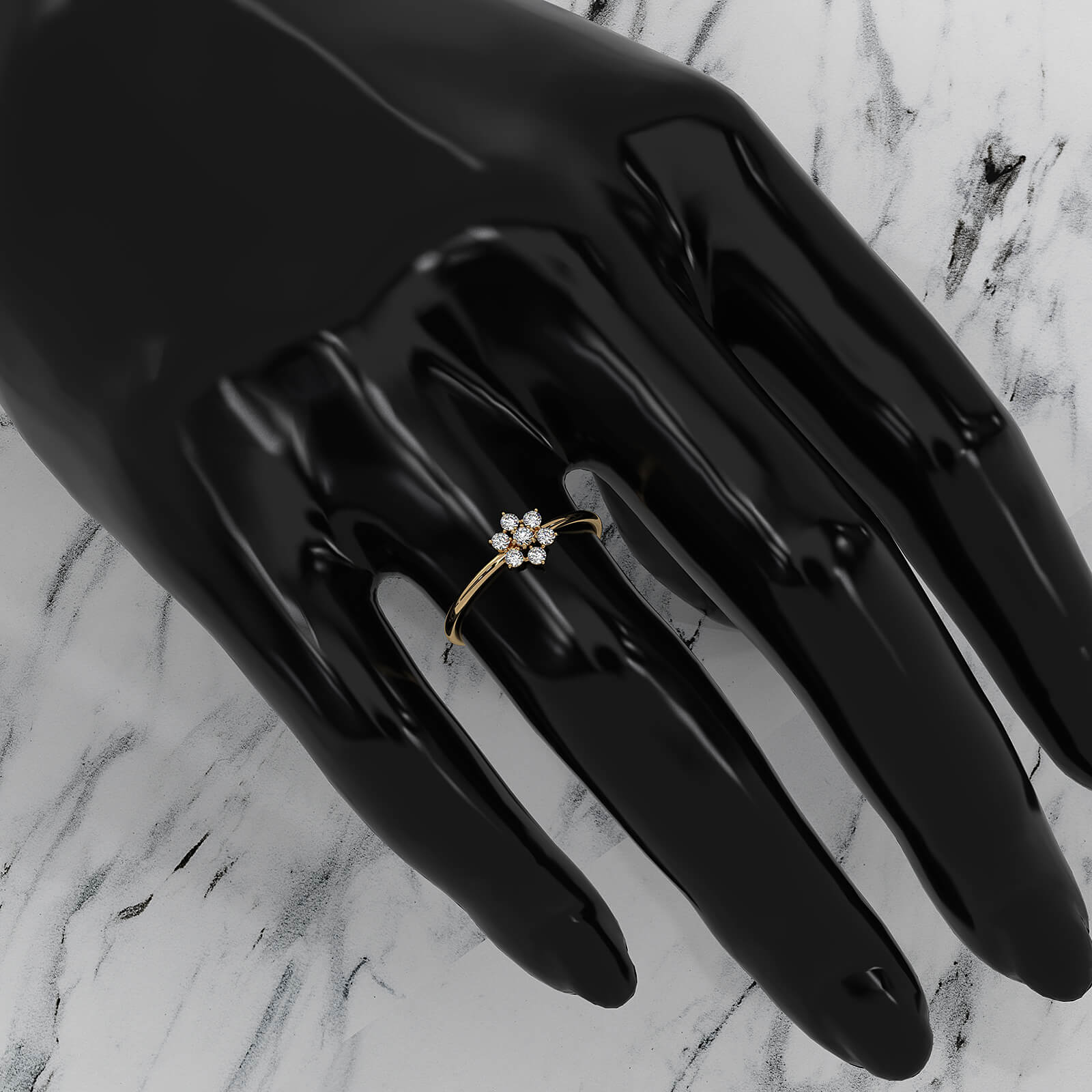 Flower Cluster Minimalist Round Lab Diamond Prong Set Fashion Ring 0.16ctw.