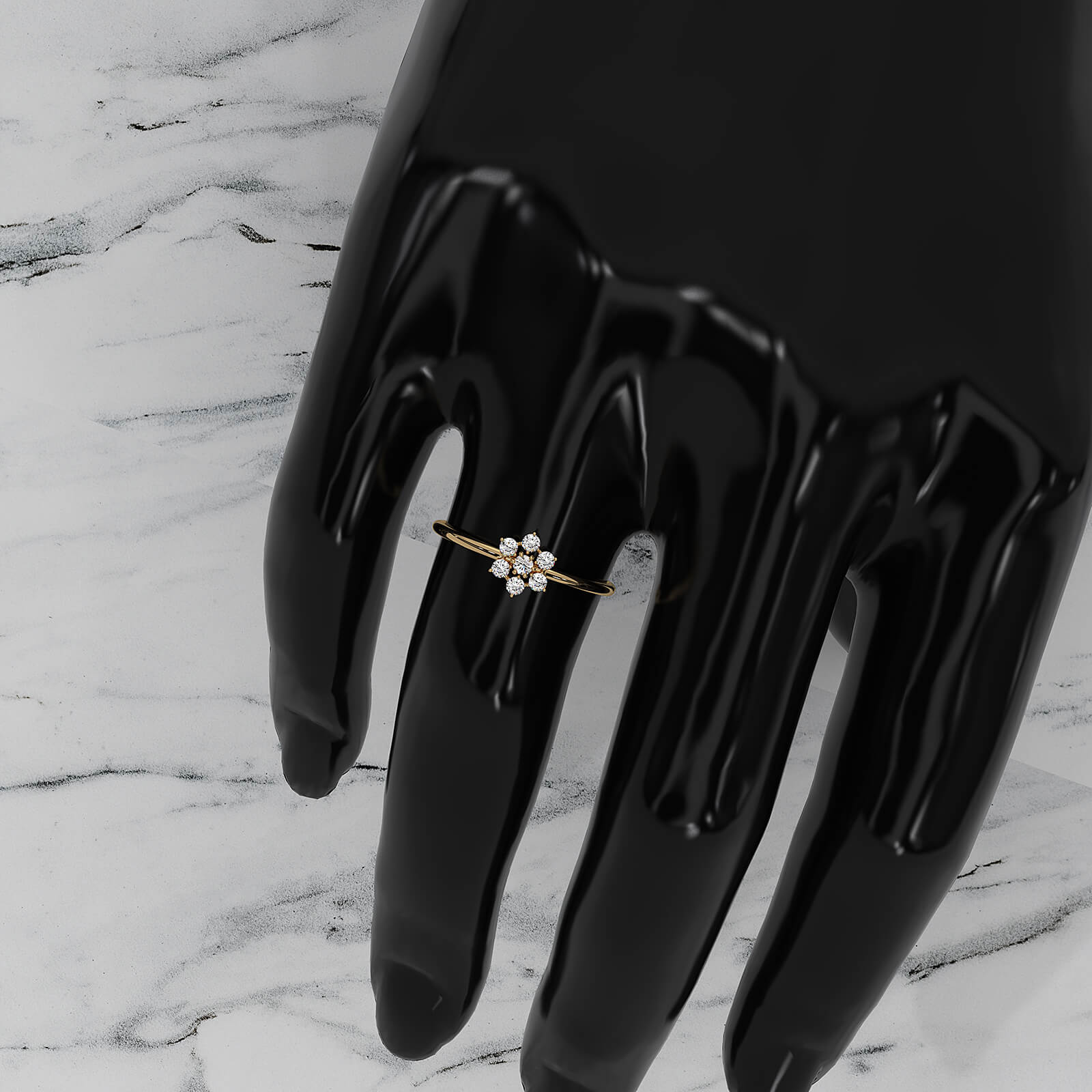 Flower Cluster Minimalist Round Lab Diamond Prong Set Fashion Ring 0.16ctw.