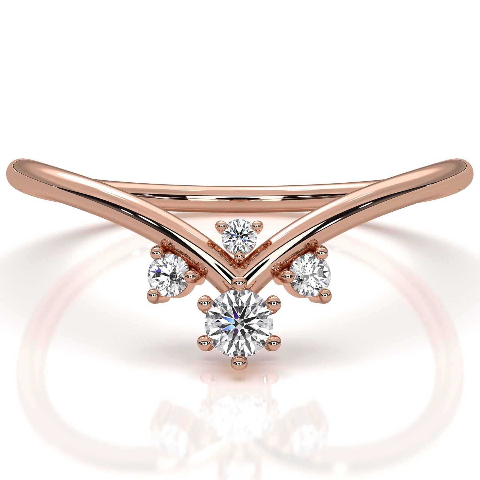 V Shaped Cluster Round Lab Diamond Fashion Anniversary Ring 0.1ctw.