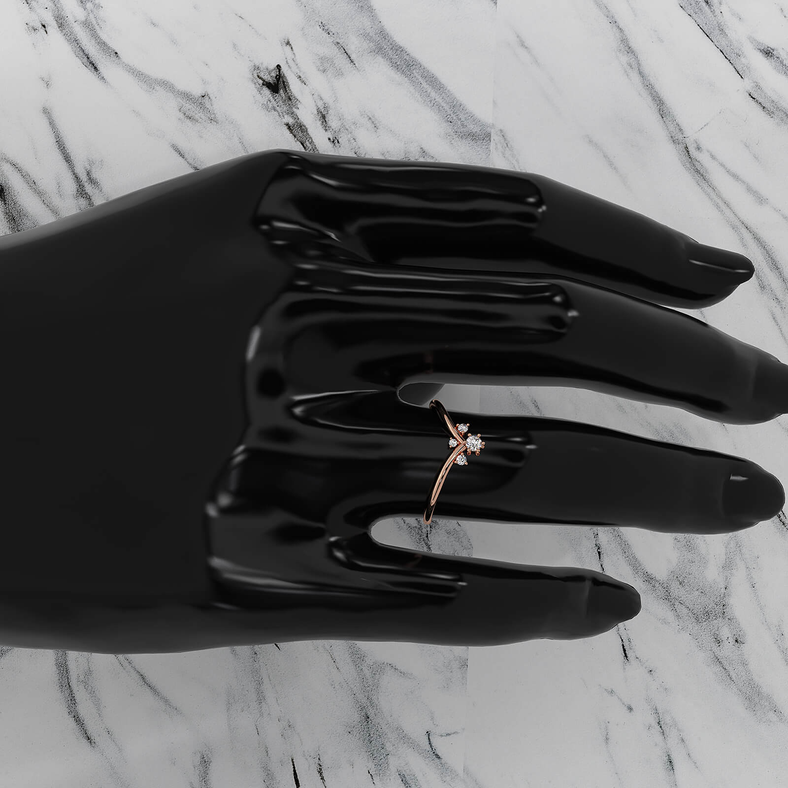 V Shaped Cluster Round Lab Diamond Fashion Anniversary Ring 0.1ctw.