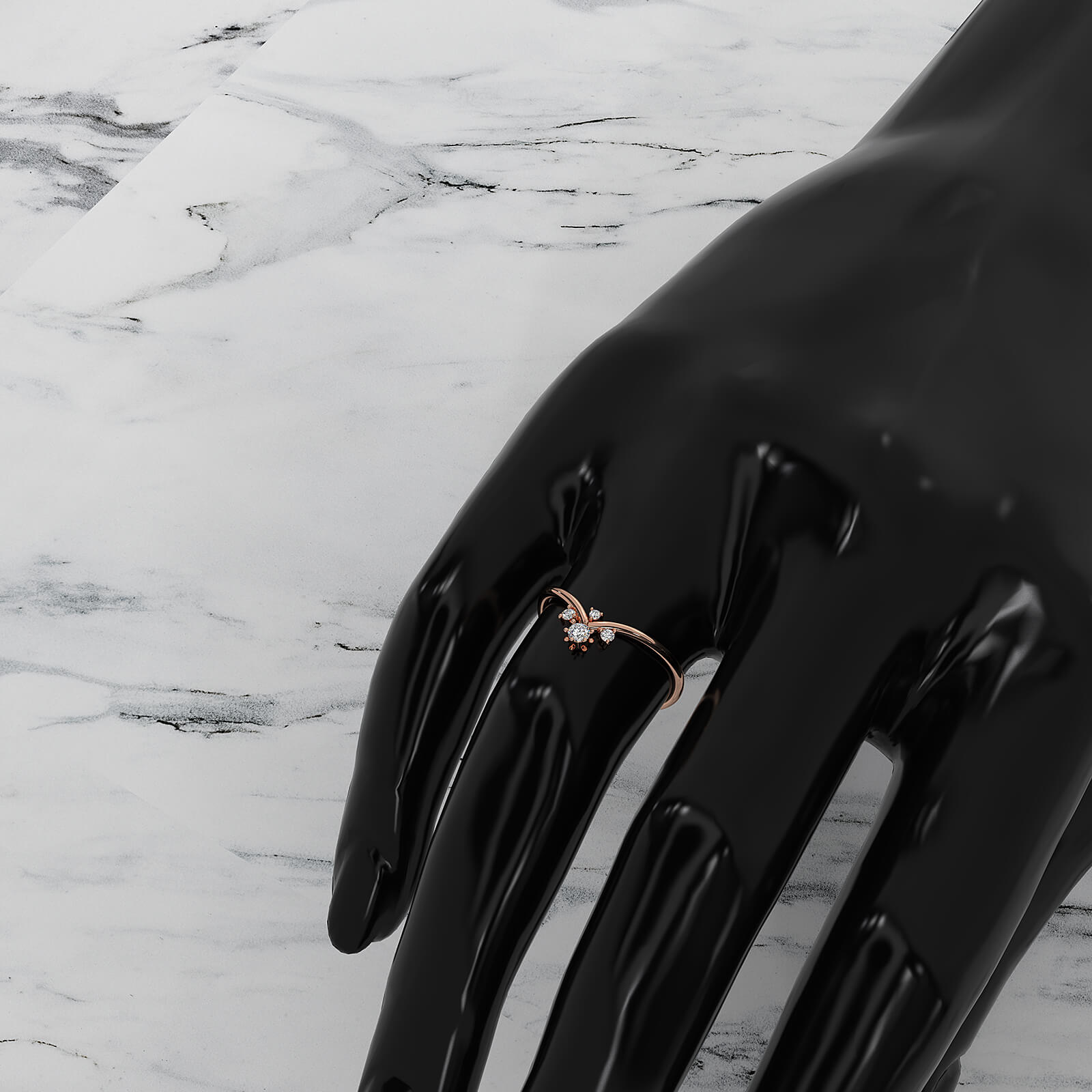 V Shaped Cluster Round Lab Diamond Fashion Anniversary Ring 0.1ctw.