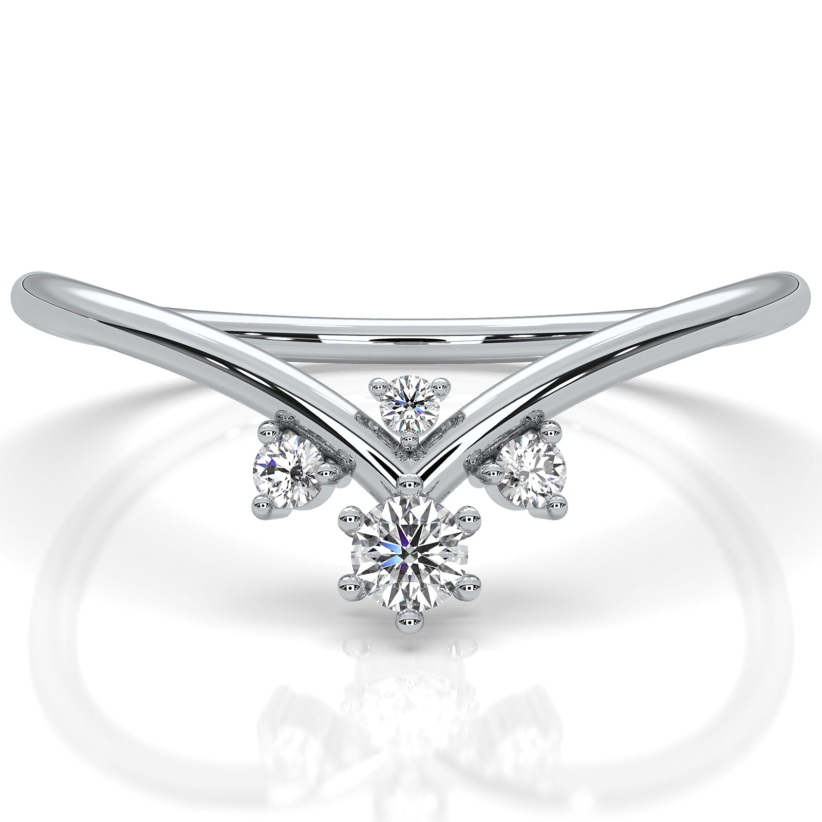 V Shaped Cluster Round Lab Diamond Fashion Anniversary Ring 0.1ctw.