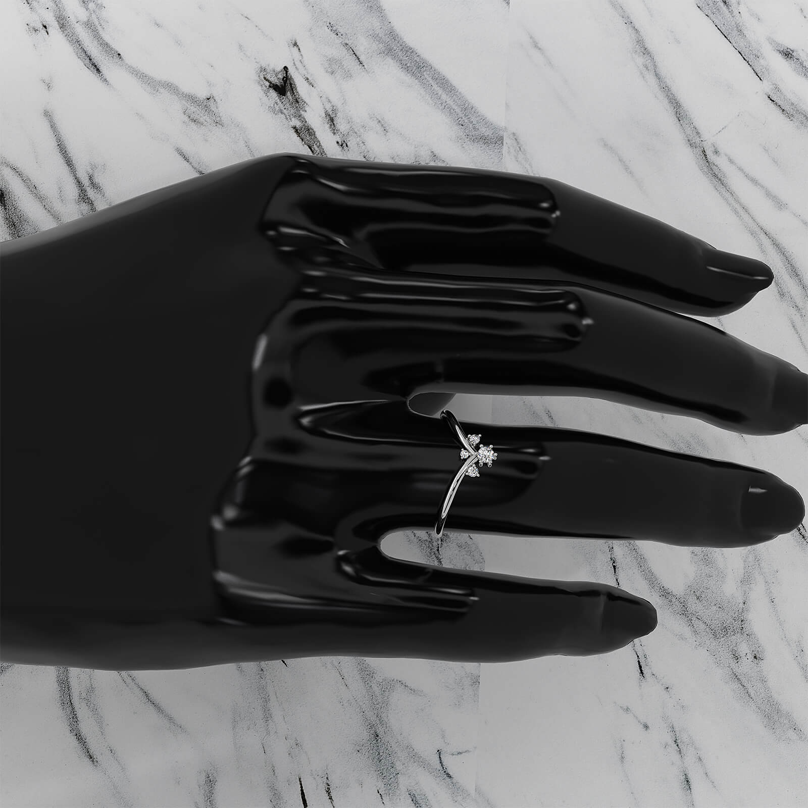 V Shaped Cluster Round Lab Diamond Fashion Anniversary Ring 0.1ctw.