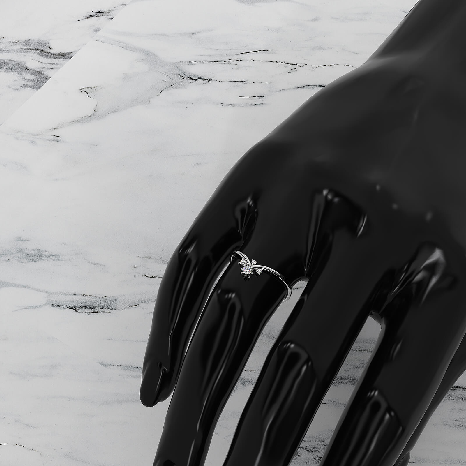 V Shaped Cluster Round Lab Diamond Fashion Anniversary Ring 0.1ctw.