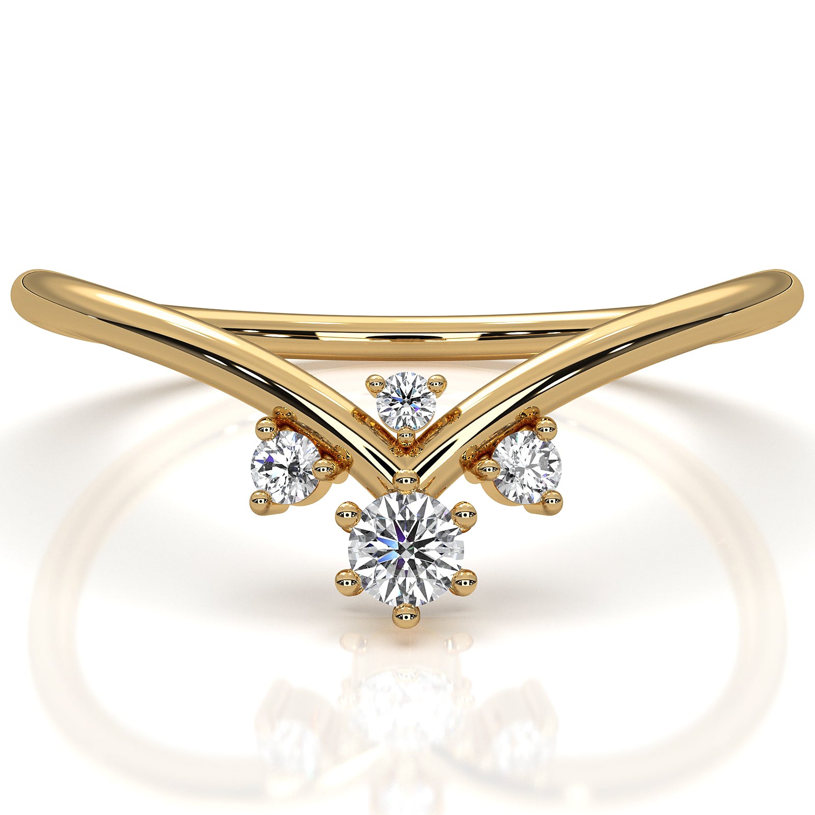 V Shaped Cluster Round Lab Diamond Fashion Anniversary Ring 0.1ctw.